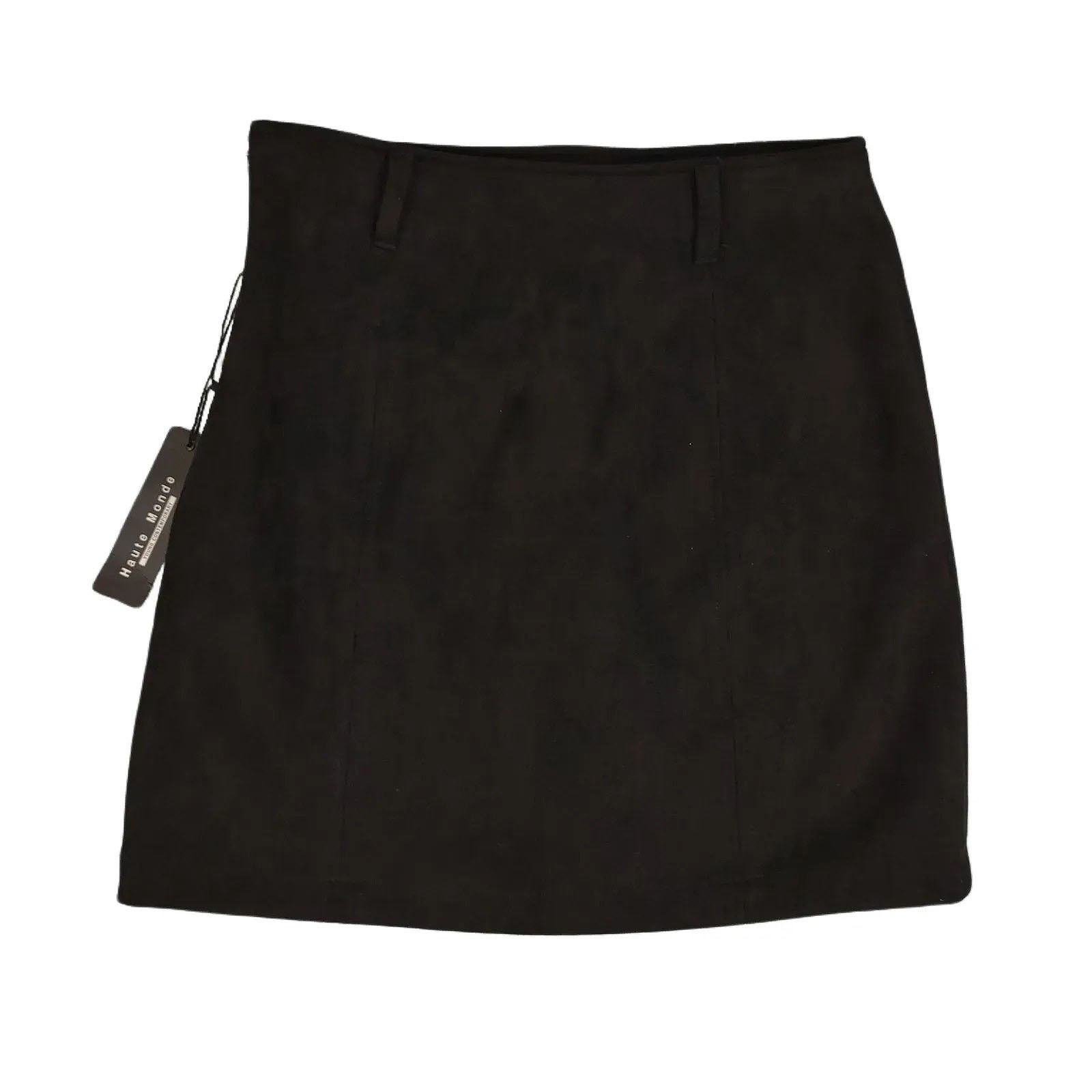 Other HAUTE MONDE Black Faux Suede Stretch Mini Skirt, NWT Size 28" / US 6 / IT 42 - 2 Thumbnail