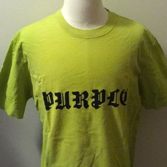 Purple Brand NWT PURPLE BRAND Logo T-Shirt in Bright Green Cotton (sz XL) Size US XL / EU 56 / 4 - 4 Thumbnail