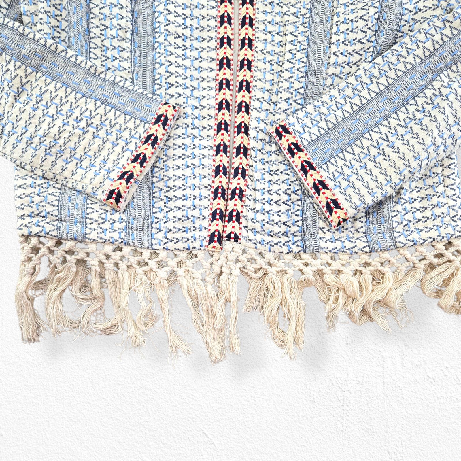 Other Tularosa Blue White Boho Fringe Blazer Size Medium Size M / US 6-8 / IT 42-44 - 6 Thumbnail