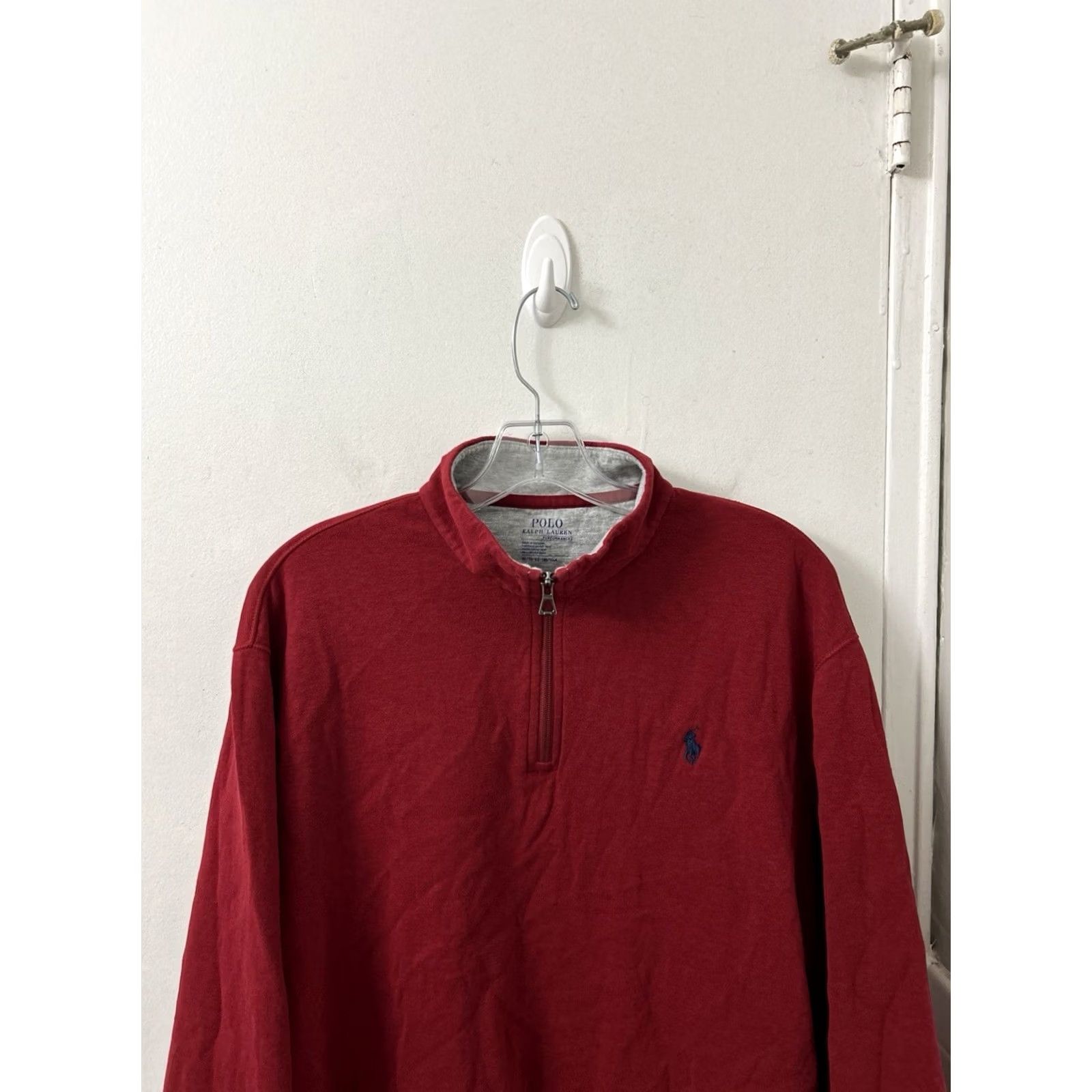 Polo Ralph Lauren Polo Ralph Lauren Performance 1/4 Zip Mens XL Red Pullover Sweater Knit Mock Neck Logo Embroidered Pony L/S Regular Fit Vintage: No Size US XL / EU 56 / 4 - 2 Thumbnail