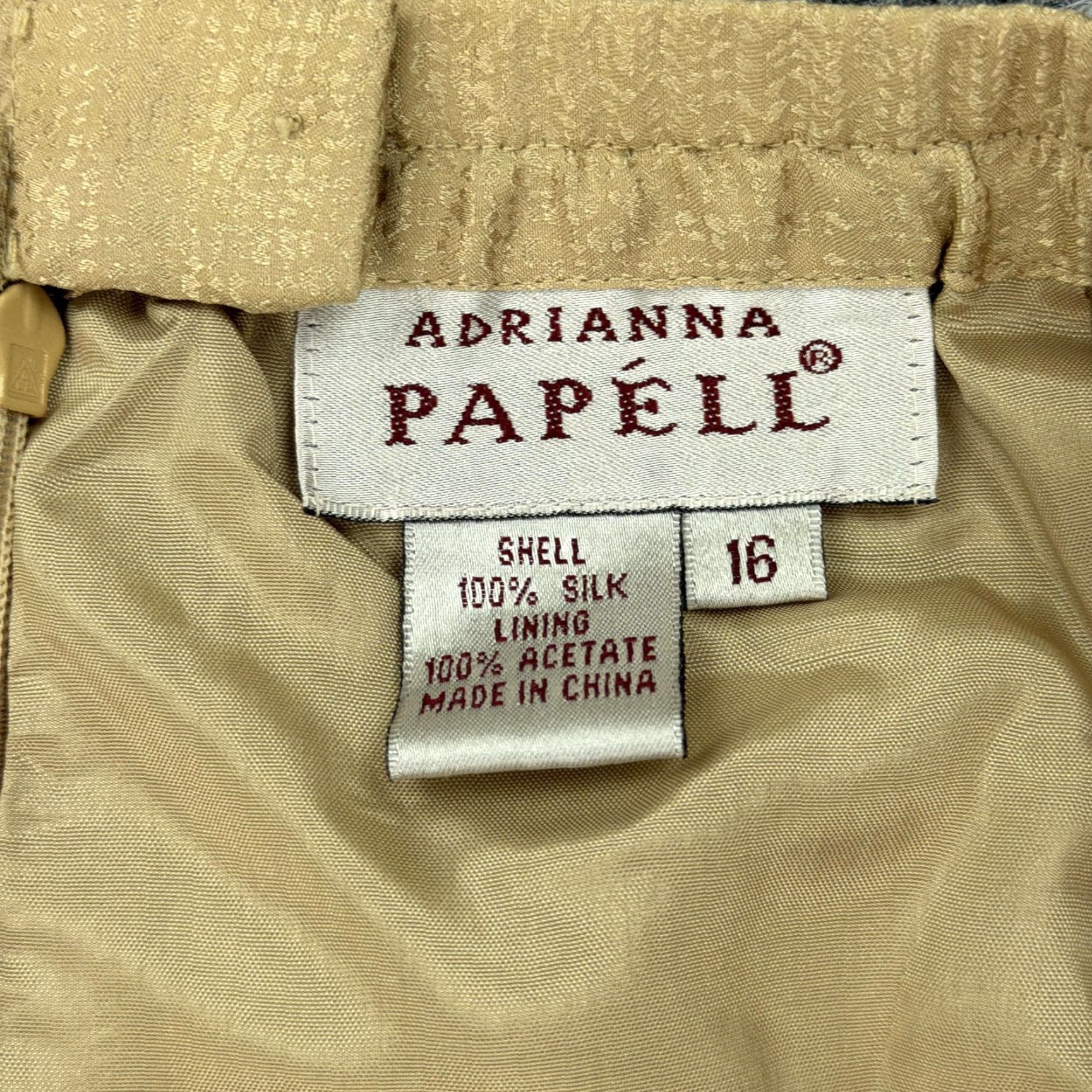 Adrianna Papell Adrianna Papell Skirt Womens 16 Gold 100% Silk Midi Pencil Career Formal Slit Lined Elastic Zip Size 38" / US 16 / IT 52 - 4 Thumbnail