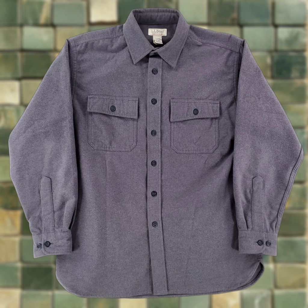 Vintage LL Bean Chamois Flannel Button-Up Shirt Grey Long Sleeve Mens M Size US M / EU 48-50 / 2 - 1 Thumbnail