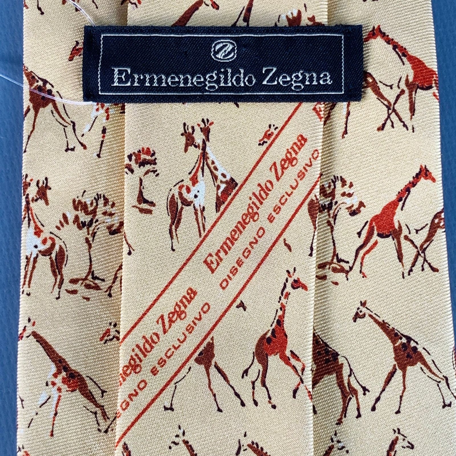 Ermenegildo Zegna ERMENEGILDO ZEGNA Yellow Red Orange Giraffe Silk Twill Tie Size ONE SIZE - 4 Thumbnail