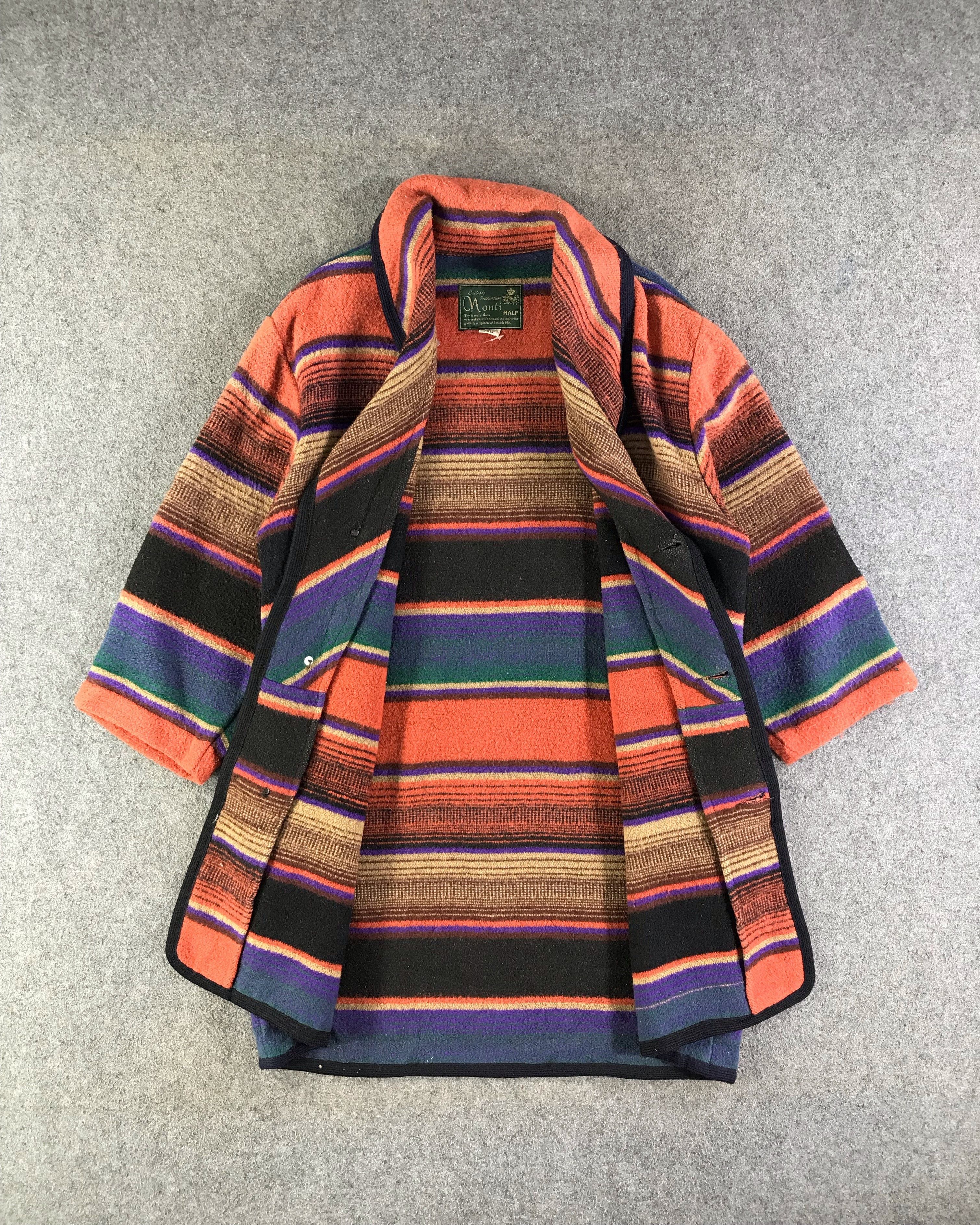 Japanese Brand Vintage Stripe Duster Coat Jacket JC279 Size ONE SIZE - 2 Thumbnail