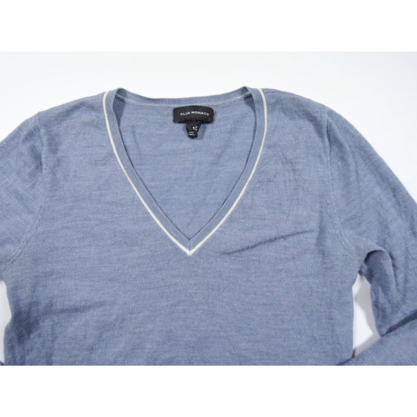 Club Monaco VINTAGE Club Monaco Men's Sweater Pullover Knit Long Sleeve V-Neck Wool Casual & Dressy Small Blue Size US S / EU 44-46 / 1 - 2 Thumbnail