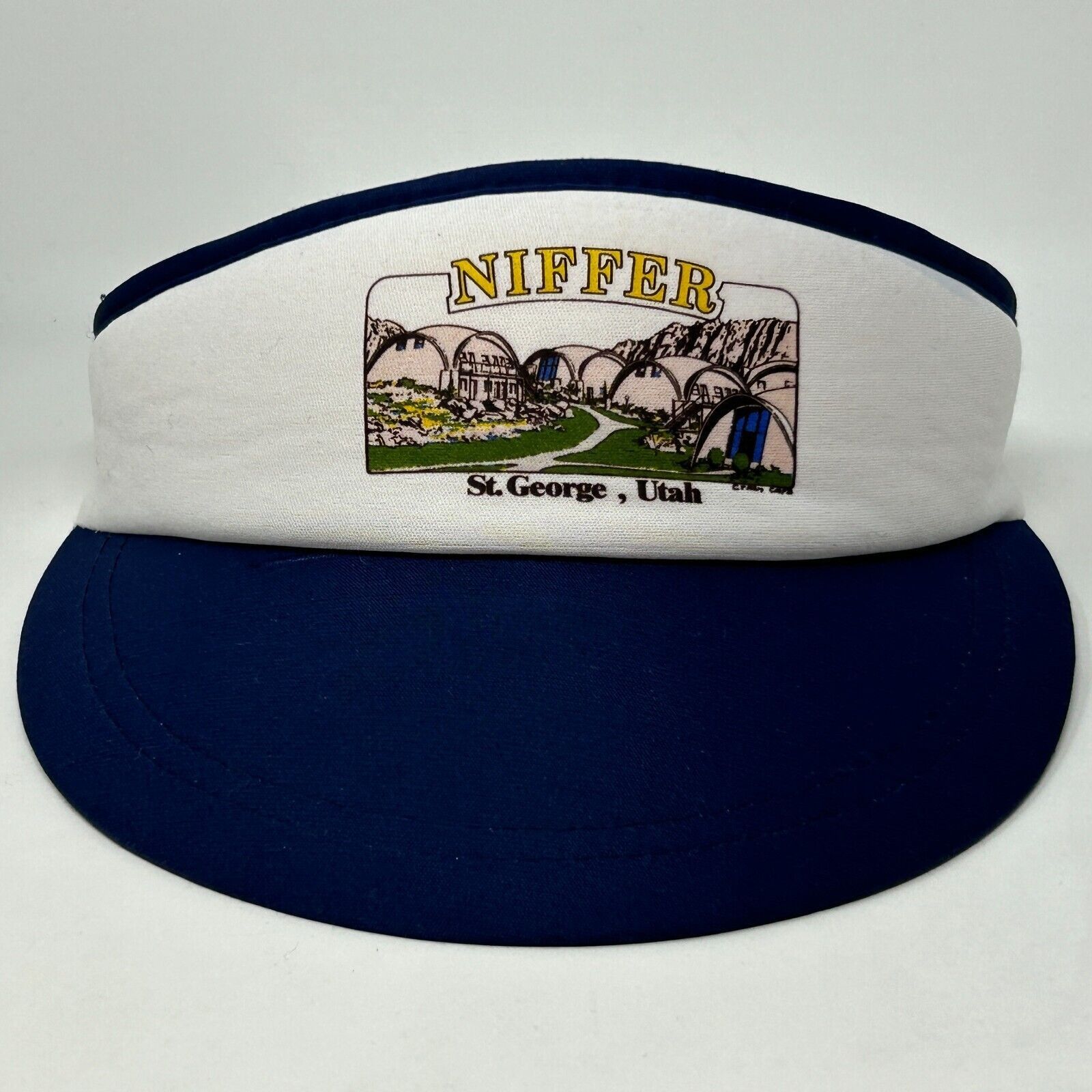 Vintage Vintage St George Utah Niffer Visor Hat Cap 80s Blue Size ONE SIZE - 9 Thumbnail