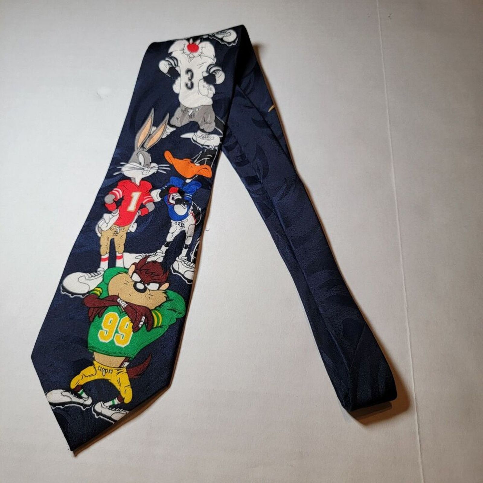 Other Looney Tunes Mania 1996 Tie Navy Character Sports Pose Size ONE SIZE - 3 Thumbnail