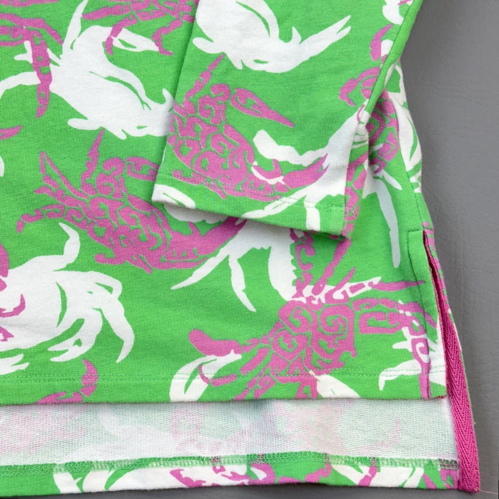 Vintage Crown & Ivy Beach Shirt Women's Large Green Pink Crab Print Long Sleeve Coastal Shirt Size L / US 10 / IT 46 - 4 Thumbnail