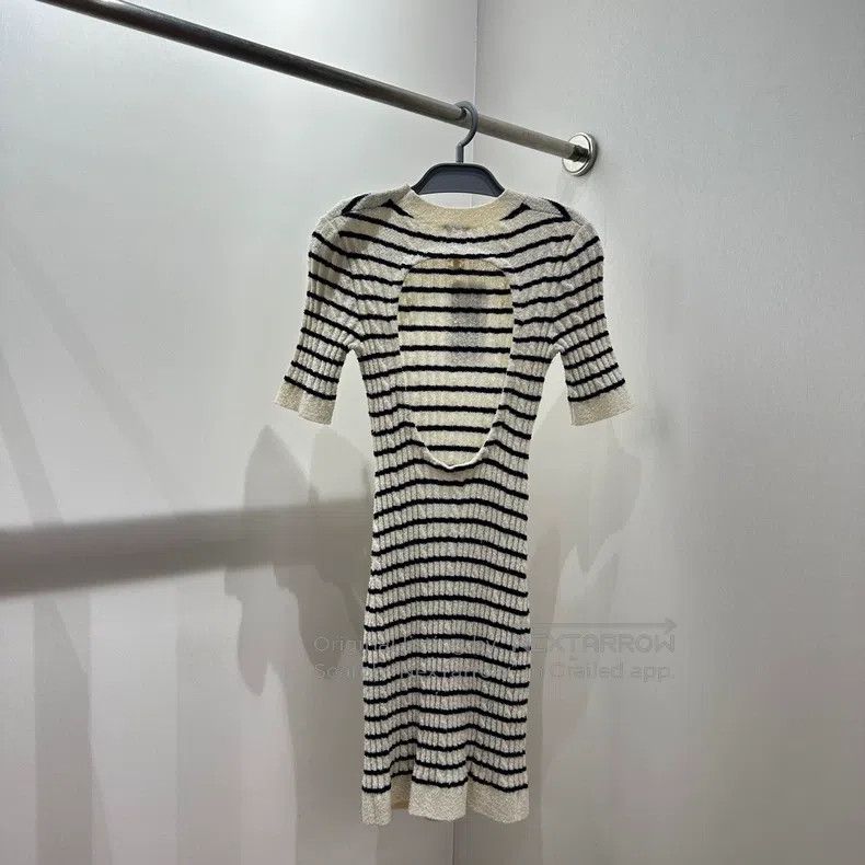 Chanel Chanel 23C striped Logo backless short-sleeved dress Size XXS / US 00 / IT 34 - 2 Thumbnail