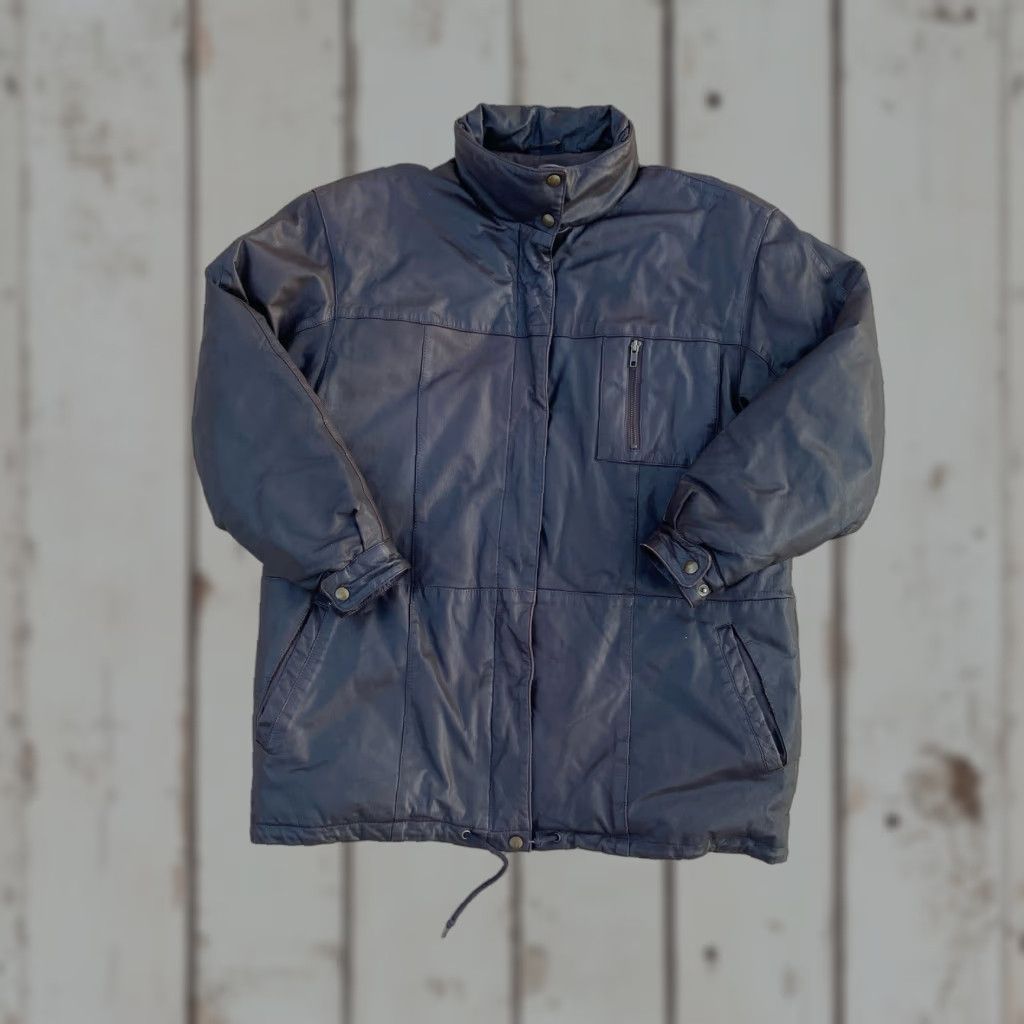 Eddie Bauer VINTAGE Eddie Bauer Leather Jacket Women's L Brown Goose Down Puffer Mid Length Size L / US 10 / IT 46 - 1 Thumbnail