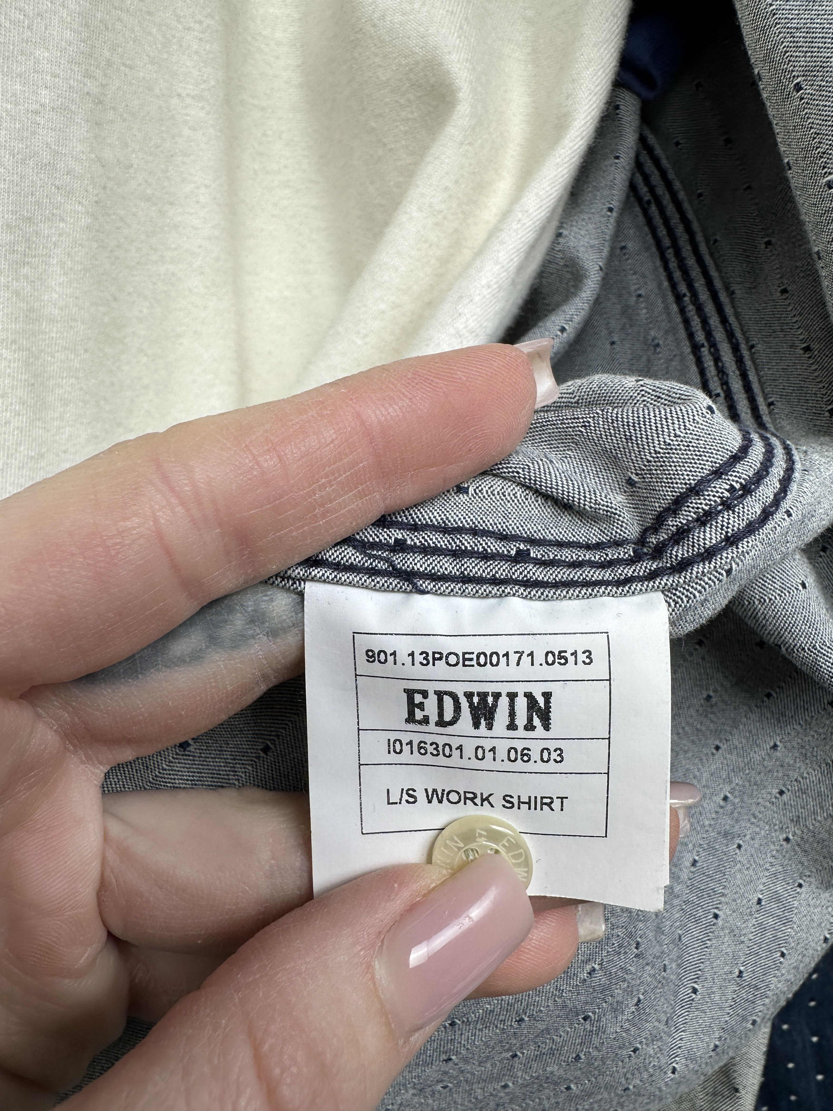 Edwin Edwin Mens Japanese Denim Work Shirt Size US L / EU 52-54 / 3 - 6 Thumbnail