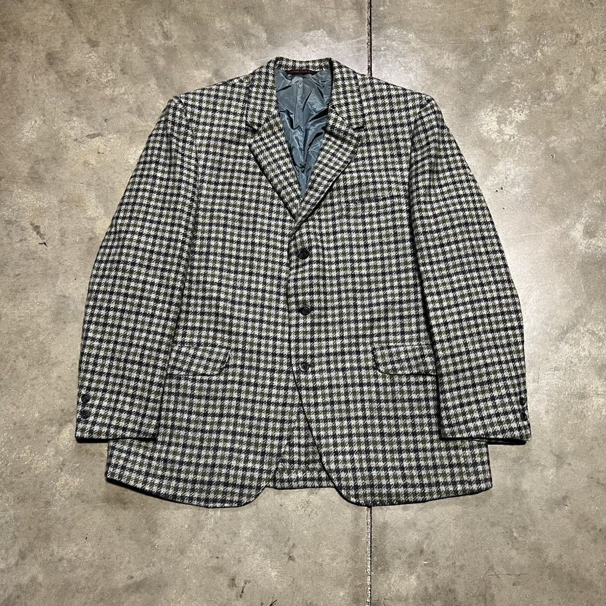 Hart Schaffner Marx Vintage Hart Schaffner Mark Houndstooth Wool Blazer Jacket Size 44R - 1 Thumbnail