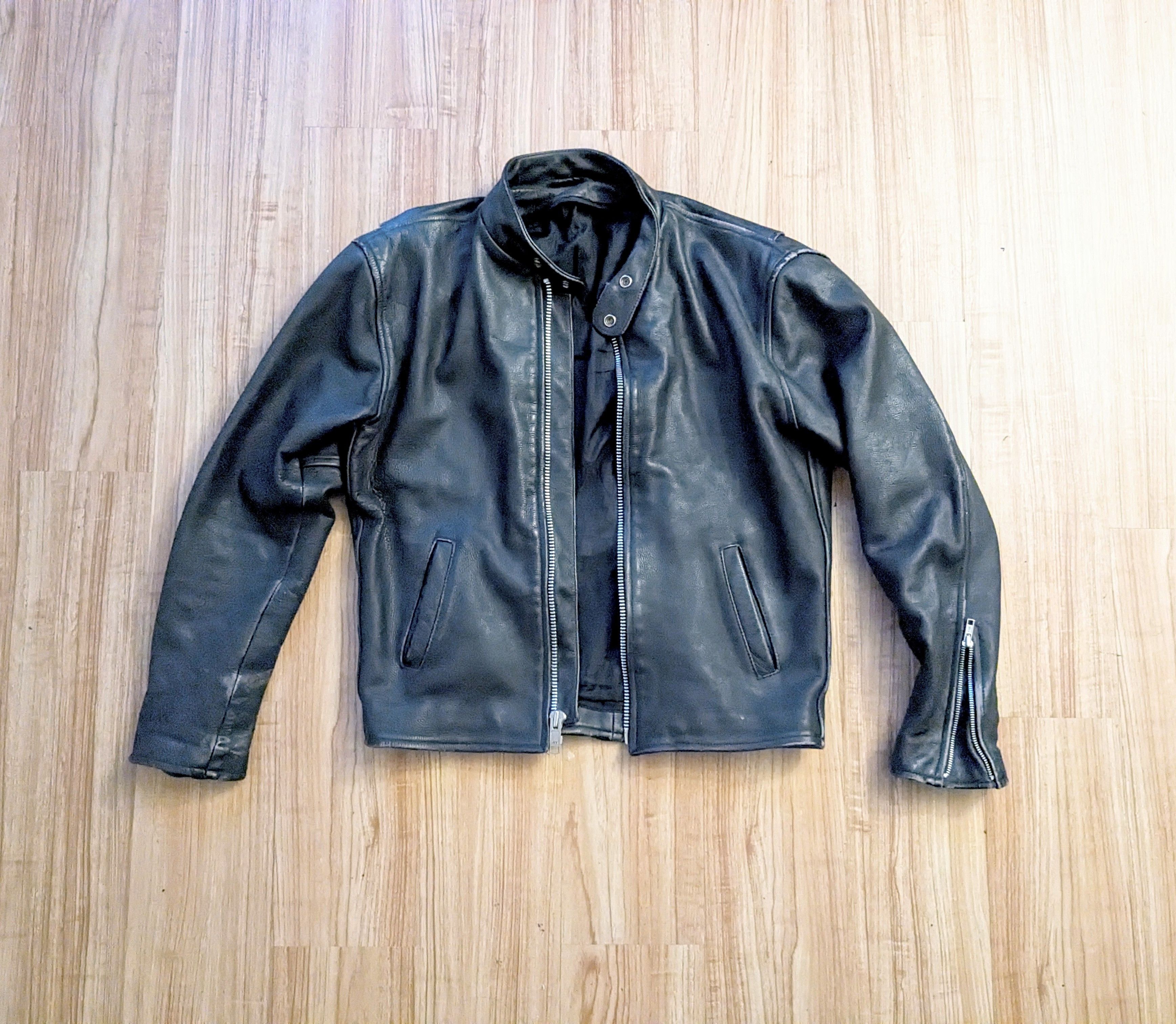 Vintage Motorcycle Leather Biker Jacket Black Large Y2K