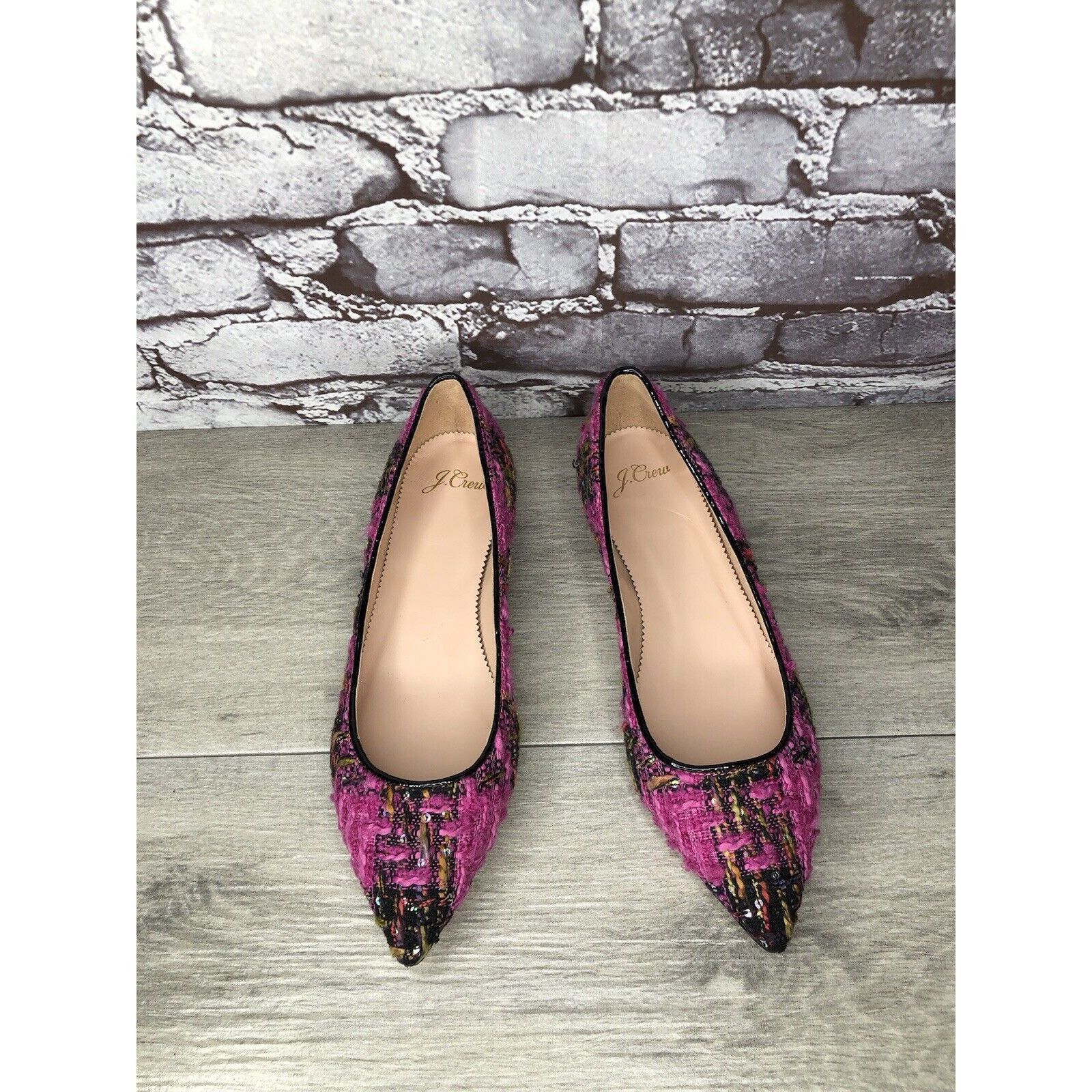 J.Crew J. Crew K2904 Pink Fresh Berry Tweed Pointed Toe Flats Women Size US 7 / IT 37 - 21 Thumbnail