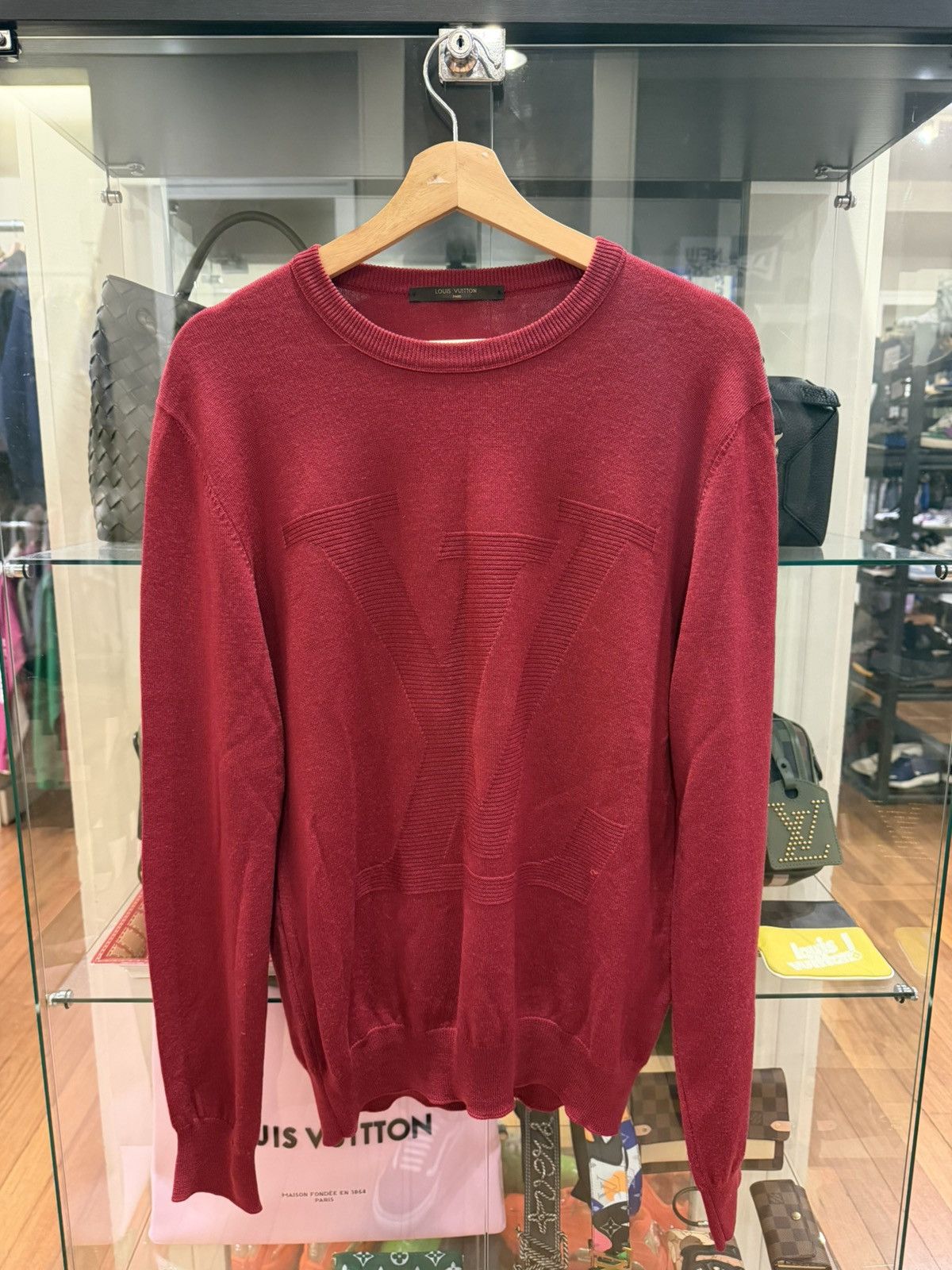 Louis Vuitton Louis Vuitton Intarsia Crewneck Sweater - Red Size US M / EU 48-50 / 2 - 1 Thumbnail