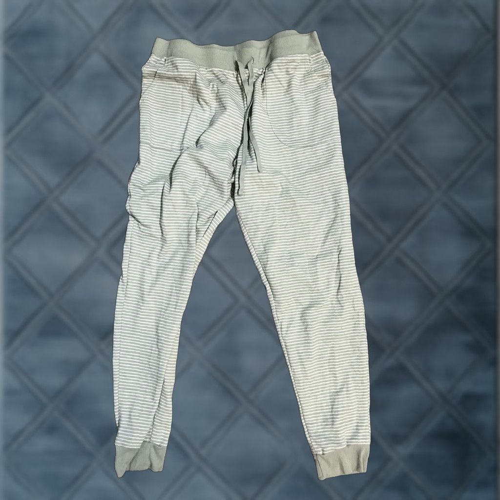 Splendid SPLENDID French Terry Green and White Striped Jogger Pants Women Medium Activewear Size 32" / US 10 / IT 46 - 1 Thumbnail
