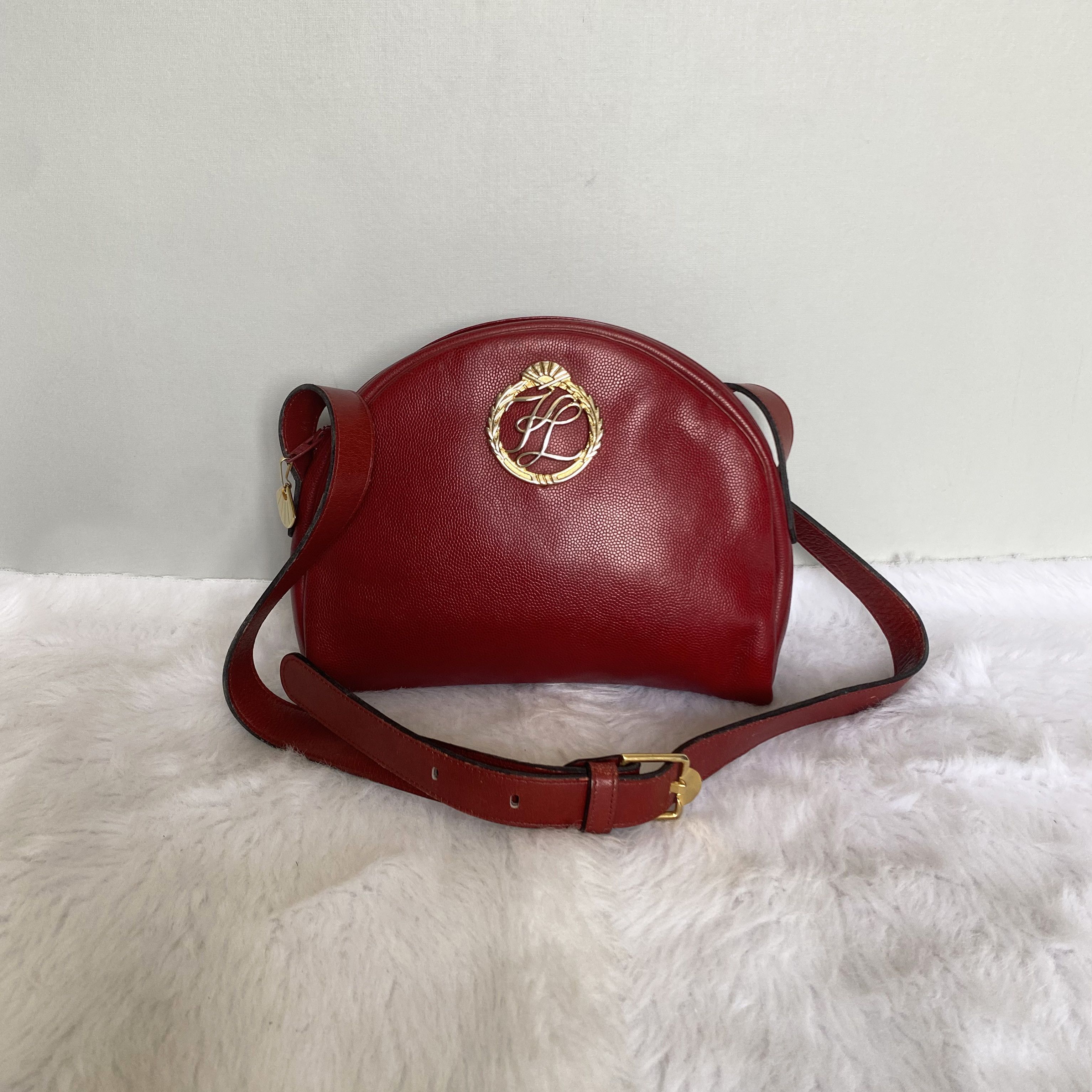 KARL LAGERFELD Vintage Red Leather Shoulder Bag
