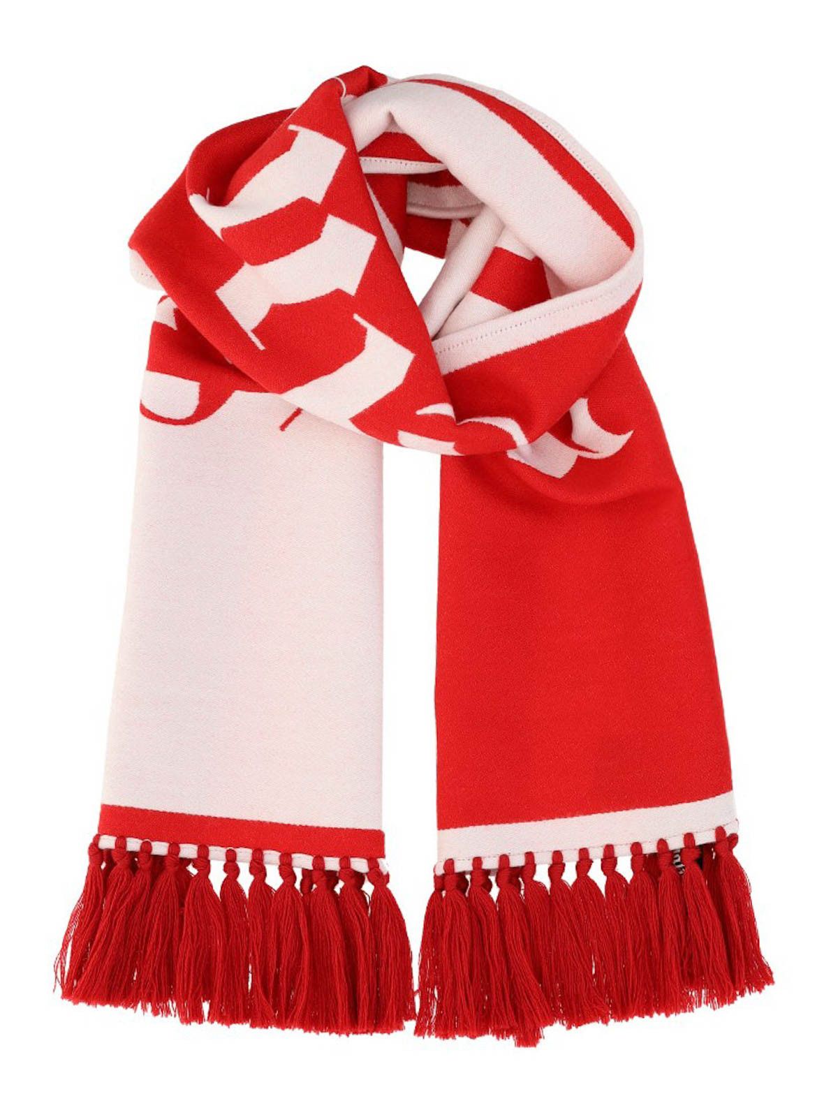 o1gr1nt0425 Size: OS / Logo Knitted Scarf in Red White