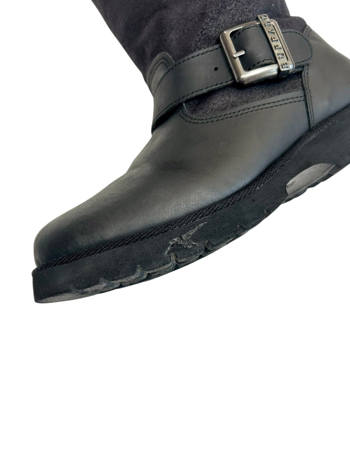 Buffalo London Vintage Buffalo Black leather fur boots ankle biker style Size US 8 / IT 38 - 7 Thumbnail