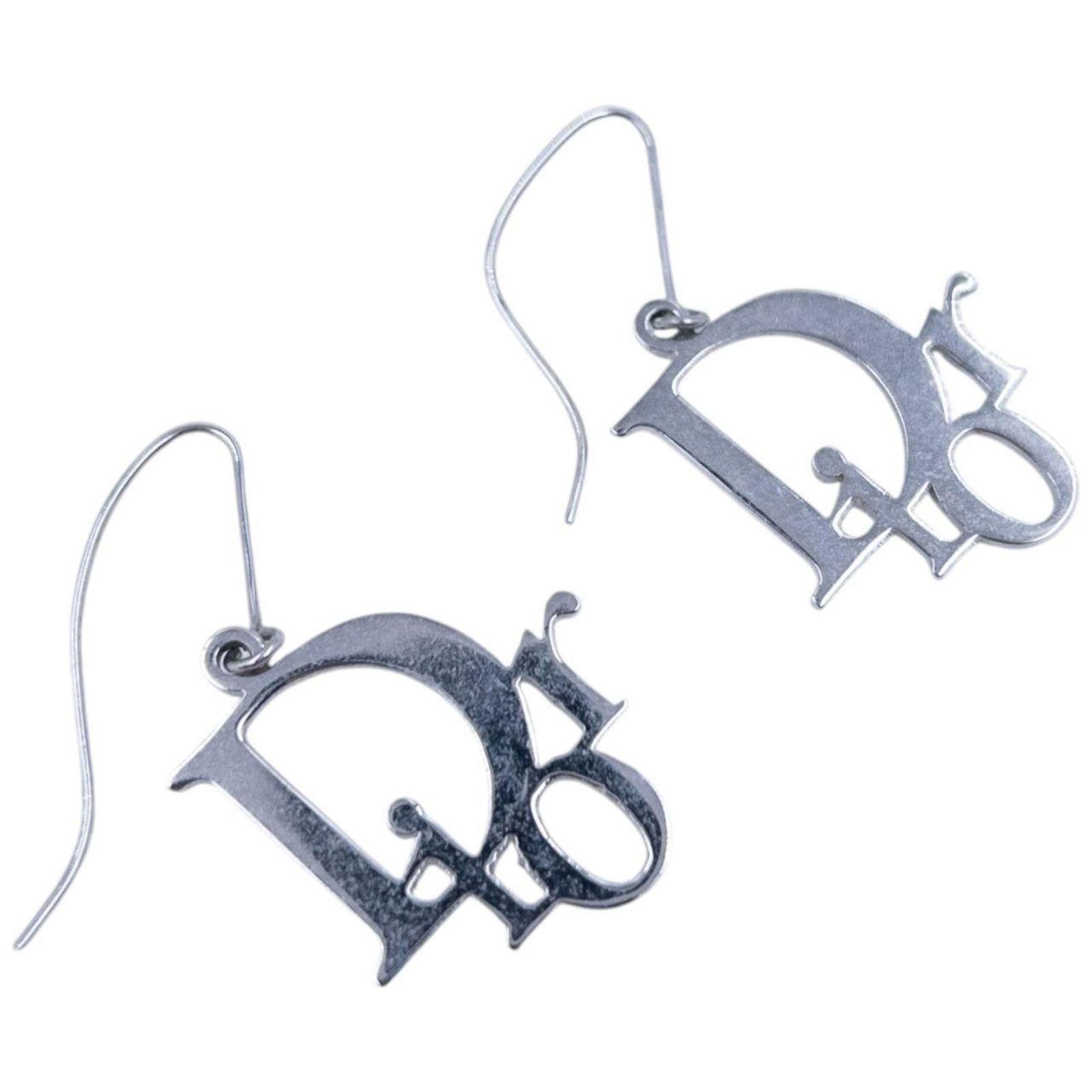 Dior Vintage 2000s Dior Silver Logo Earrings Size ONE SIZE - 1 Thumbnail