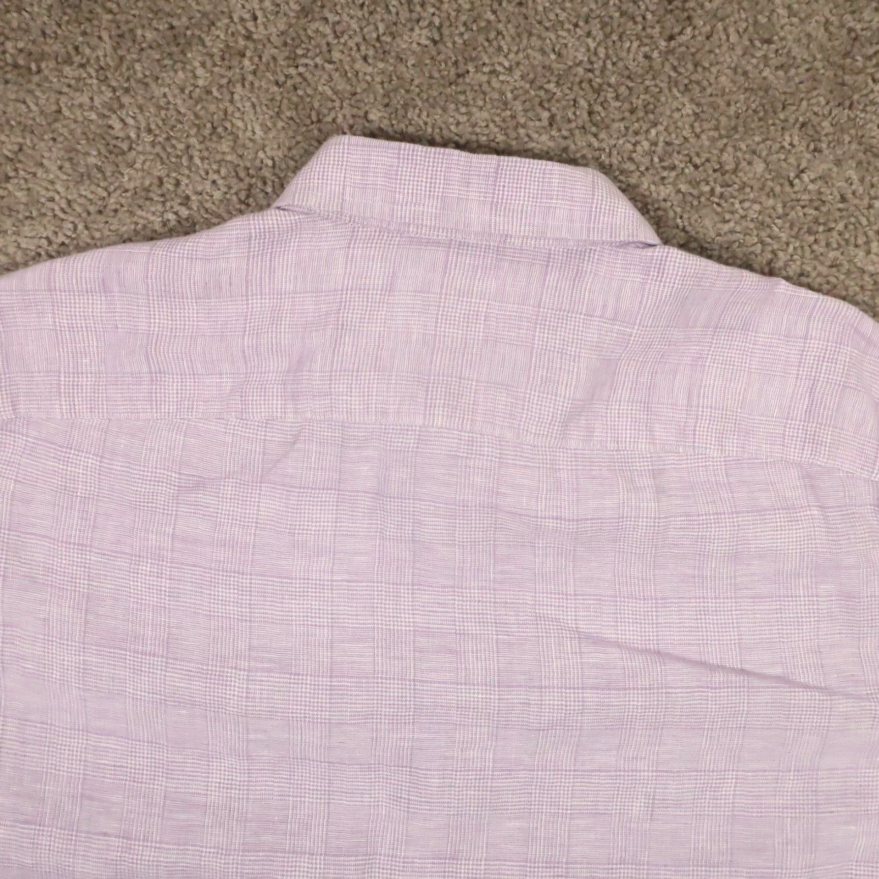 UNTUCKit UNTUCKit Shirt Mens XL Slim Wrinkle Resistant Purple Long Sleeve Linen Button-Up Geometric Preppy Size US XL / EU 56 / 4 - 5 Thumbnail