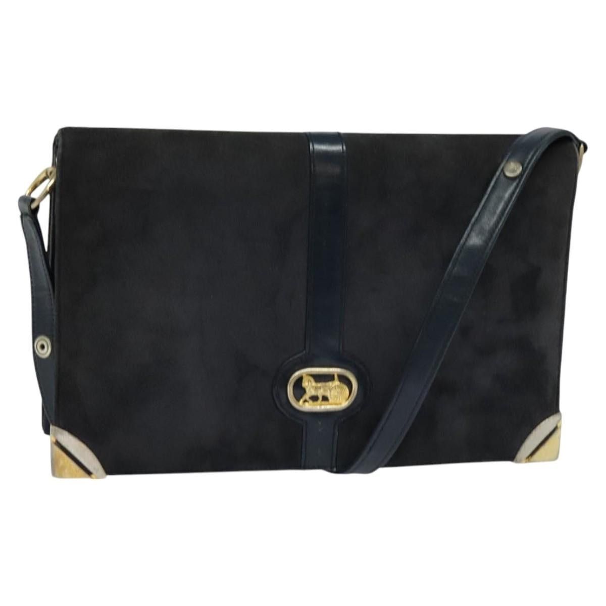 Celine CELINE Shoulder Bag Suede Navy Gold Size ONE SIZE - 1 Thumbnail