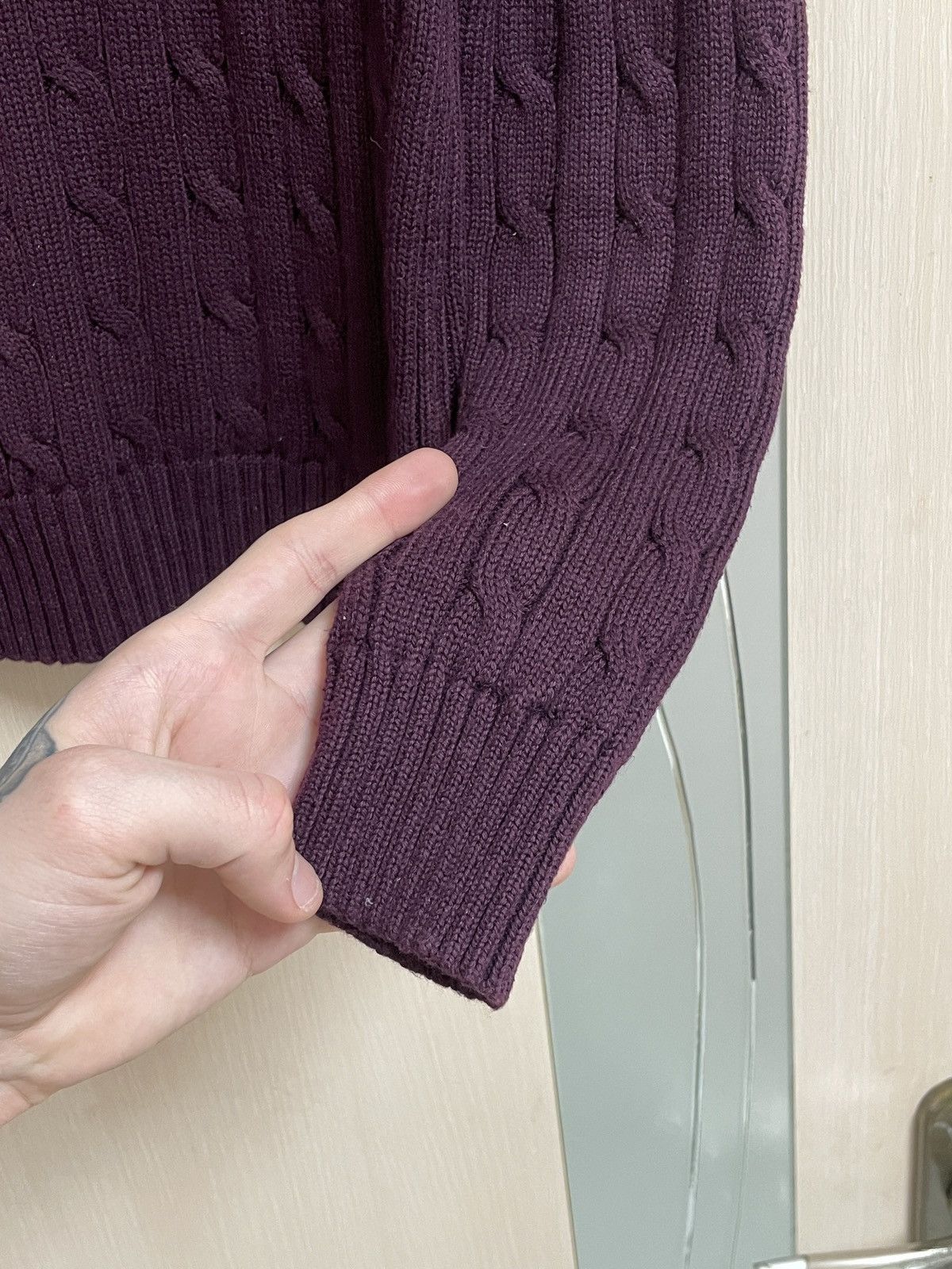 Polo Ralph Lauren Polo Ralph Lauren Cable Knit Sweater V Neck Women’s Burgundy Size M / US 6-8 / IT 42-44 - 8 Thumbnail