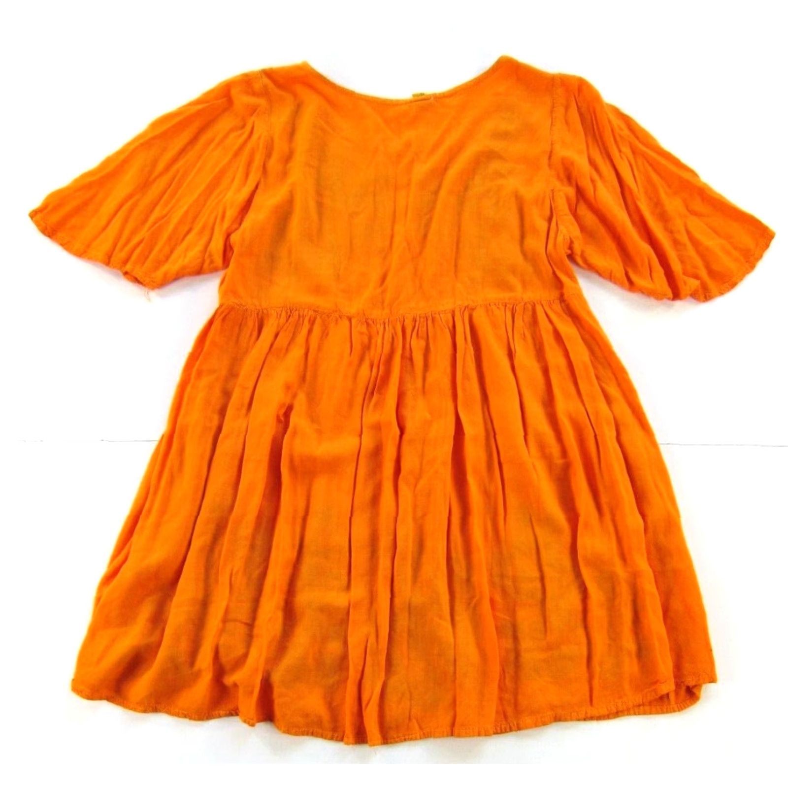 Rivieras VINTAGE Riviera Sun Dress Smock, Floral Embroidered Pocket, L-XL, Orange Green Pink, Rayon, Shirt Dress, Womens Size L / US 10 / IT 46 - 2 Thumbnail