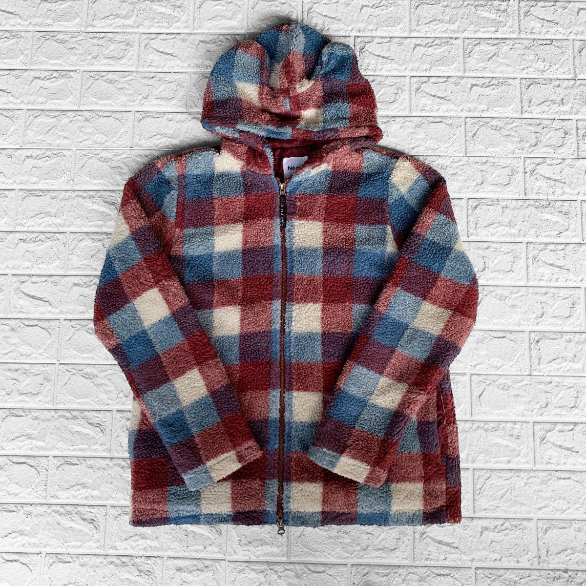 Issey Miyake Ne Net Bear Ear Patern Checkered Fleece Hoodie Jacket Size US M / EU 48-50 / 2 - 3 Thumbnail
