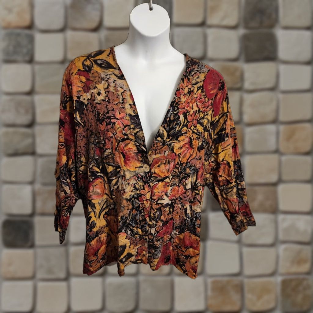 Vintage Katherine Peterson Floral Oversize Tunic Top Blouse Boho Medium Size M / US 6-8 / IT 42-44 - 1 Thumbnail