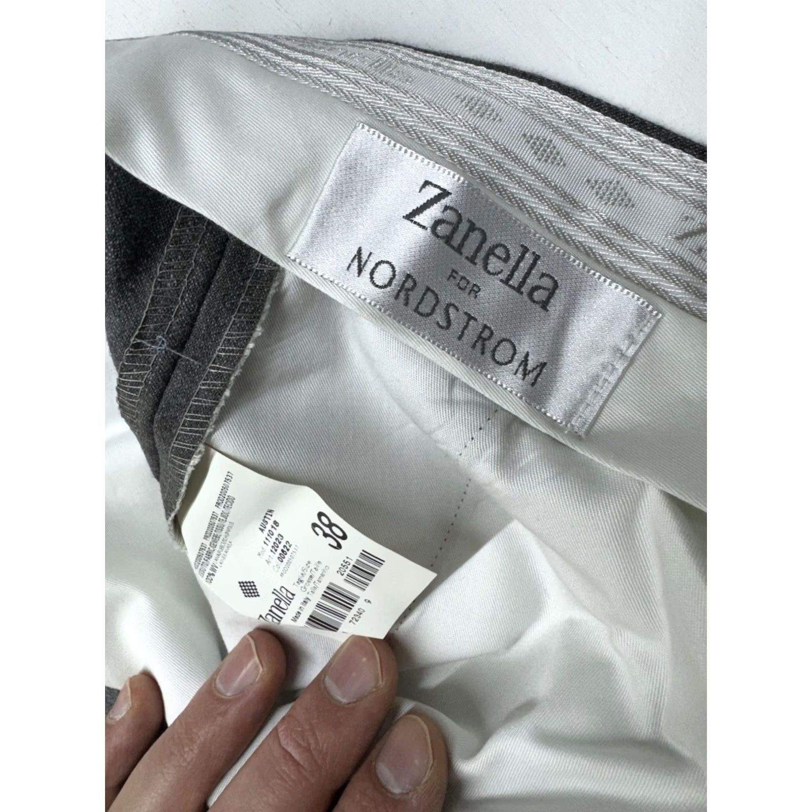 Zanella Zanella Austin Pleated Cuffed Wool Dress Pants Gray Mens 38x33 Regular Straight Stretch Belt Loops Pockets - 41 Size US 38 / EU 54 - 3 Thumbnail