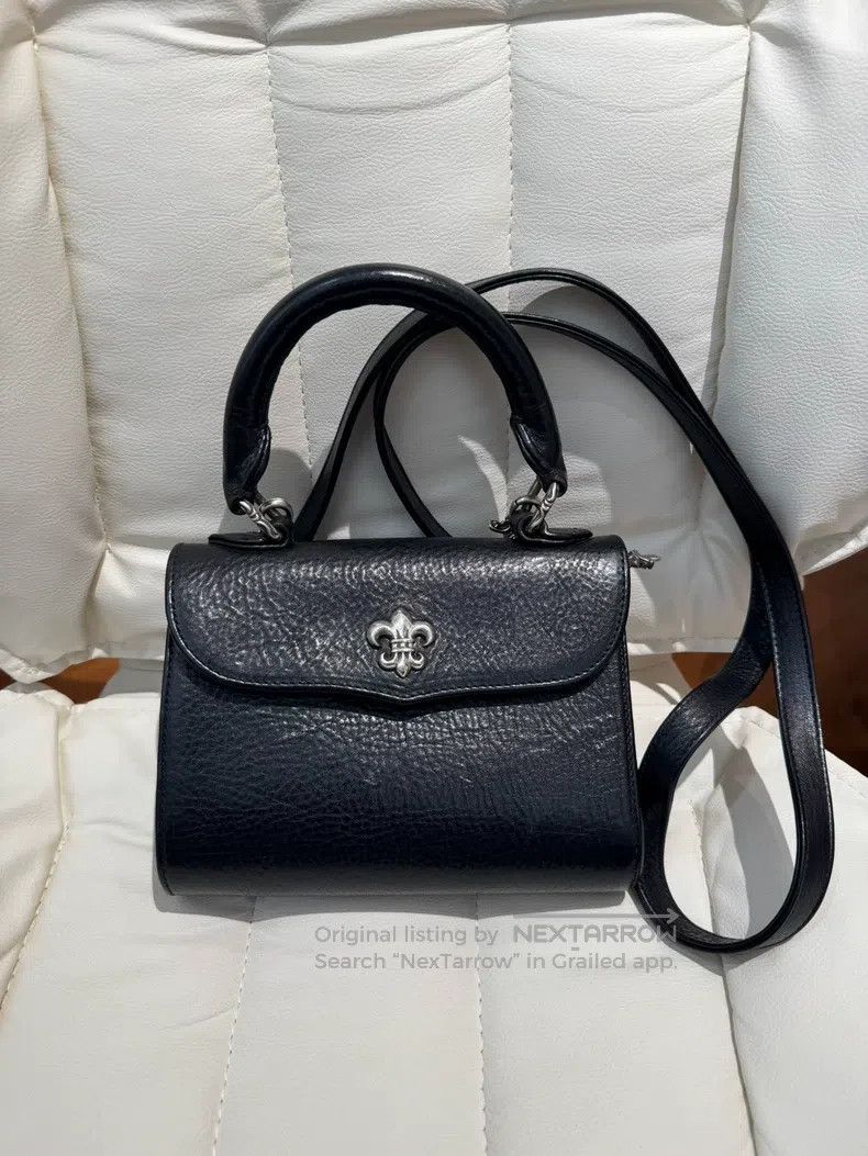 CHROME HEARTS Black Shoulder Strap Scout Flower Handbag