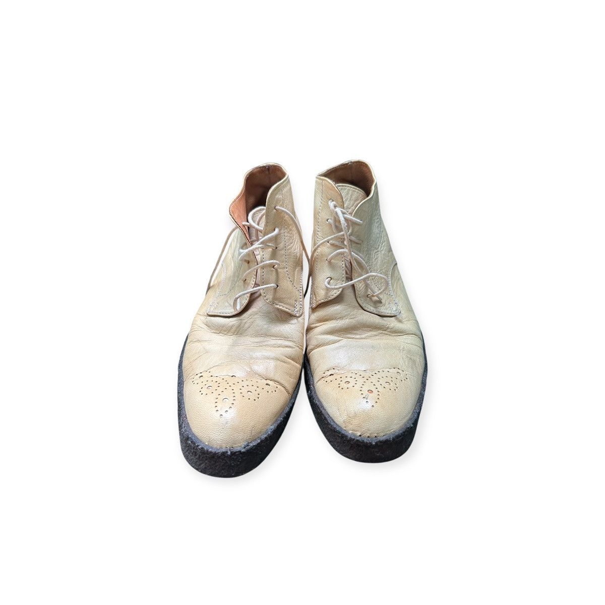 Maison MIHARA YASUHIRO White/Yellow Leather Desert Ankle Wingtip Rockabilly Boots Size US 8 / EU 41 - 2 Thumbnail