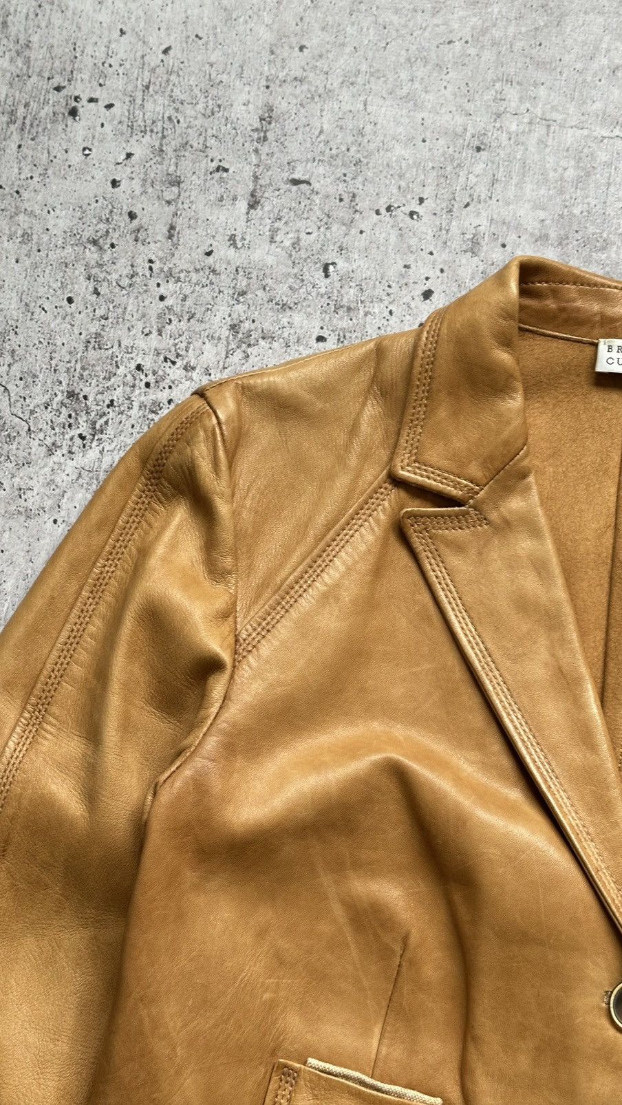 Brunello Cucinelli Women's Brunello Cucinelli Vintage Leather Blazer Jacket Size M / US 6-8 / IT 42-44 - 7 Thumbnail