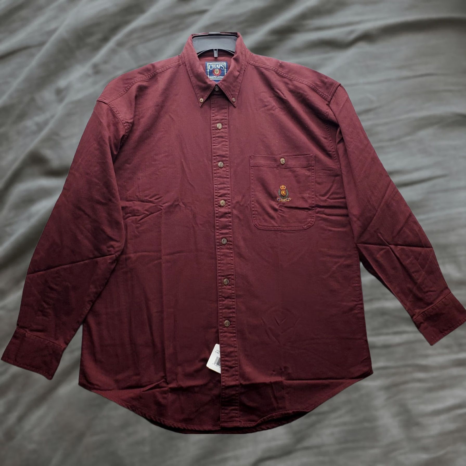 Chaps Chaps Men's Burgundy Oversized Shirt Button-Up Long Sleeve Collared Shirt - Size L Size US L / EU 52-54 / 3 - 1 Thumbnail