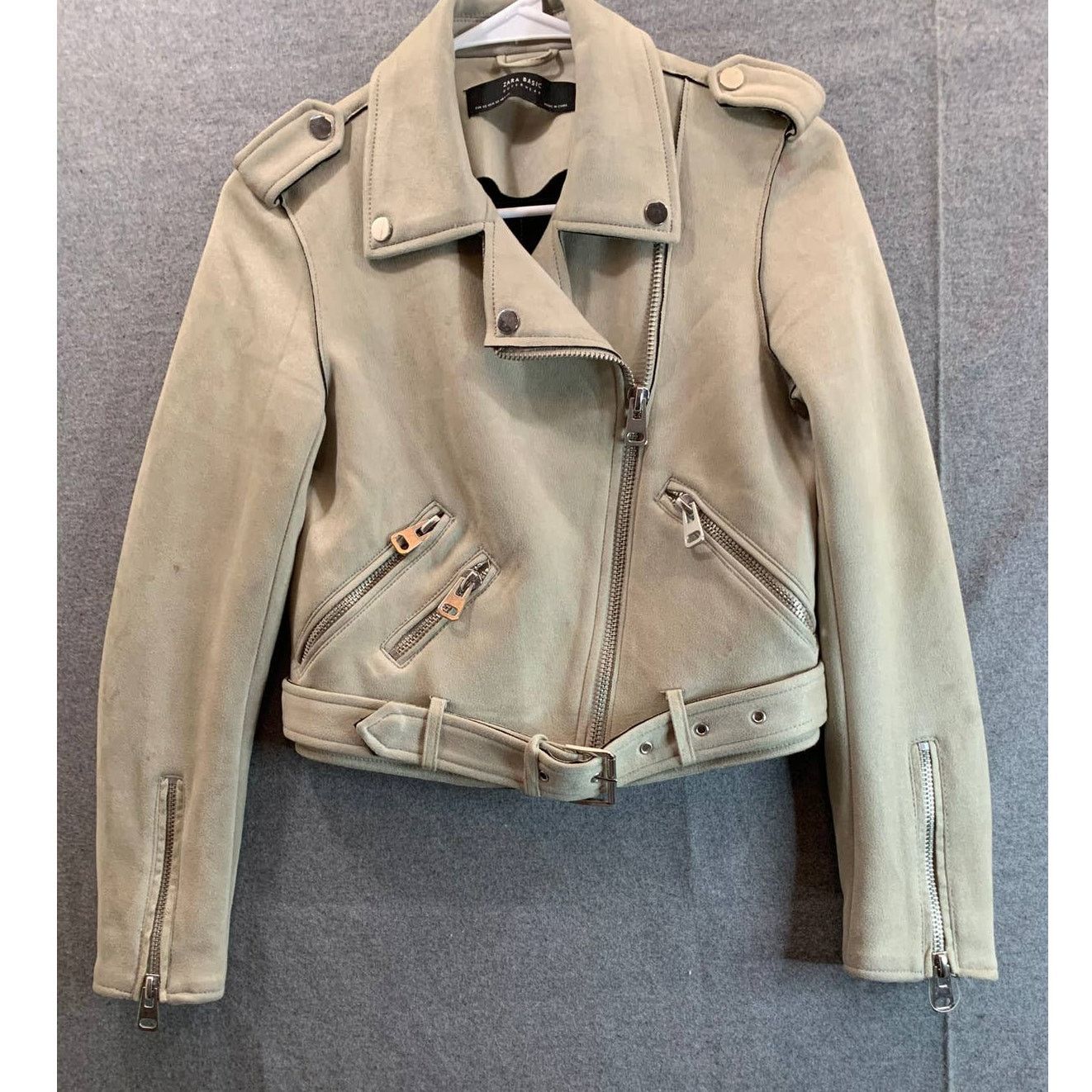Leather Zara Basic Faux Suede Jacket Womens Extra Small Brown Jacket Size XS / US 0-2 / IT 36-38 - 1 Thumbnail