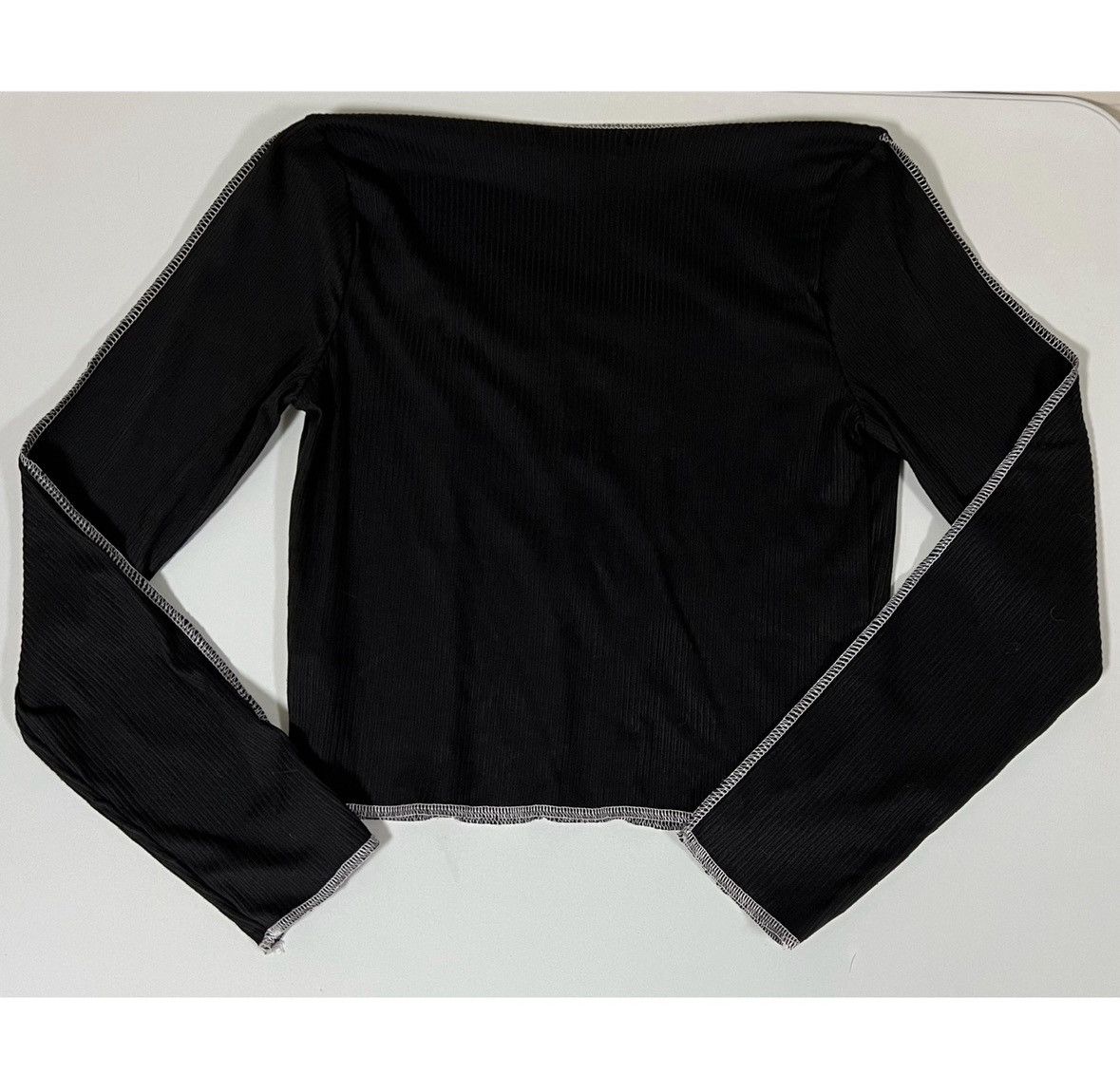 Gaelle Paris Black White Square-Neck Long Sleeve T-Shirt Top Tee Size S🤍🖤 Size S / US 4 / IT 40 - 4 Thumbnail