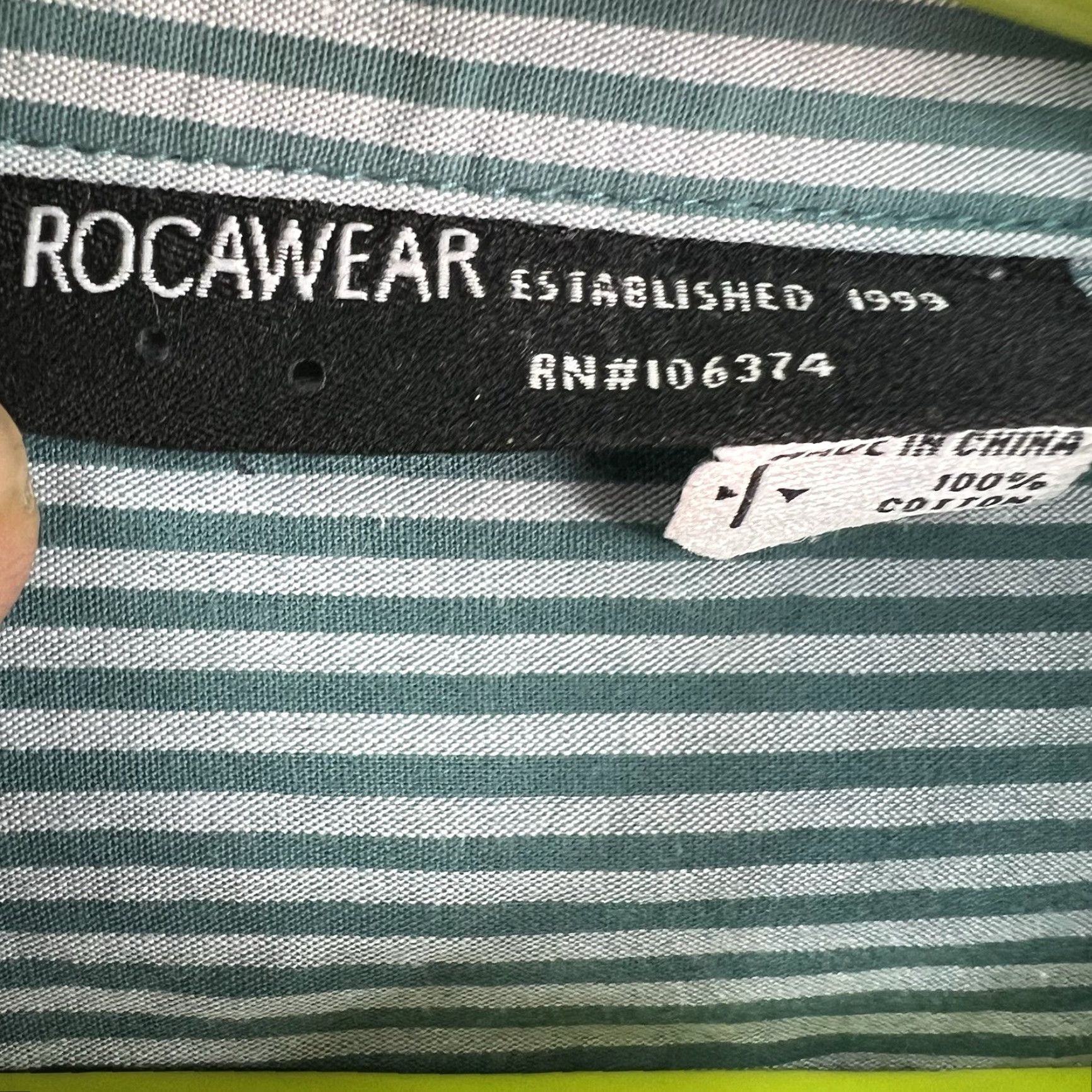 Rocawear VINTAGE Rocawear Men's Shirt Large Green Striped Casual Long Sleeve 6XL Size US XXL / EU 58 / 5 - 6 Thumbnail