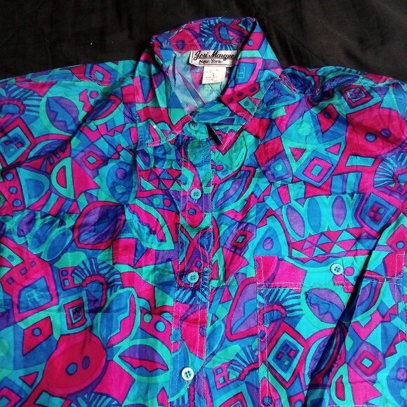 Other Vintage Jeri Marque Abstract Geometric Button Shirt Size L / US 10 / IT 46 - 1 Thumbnail