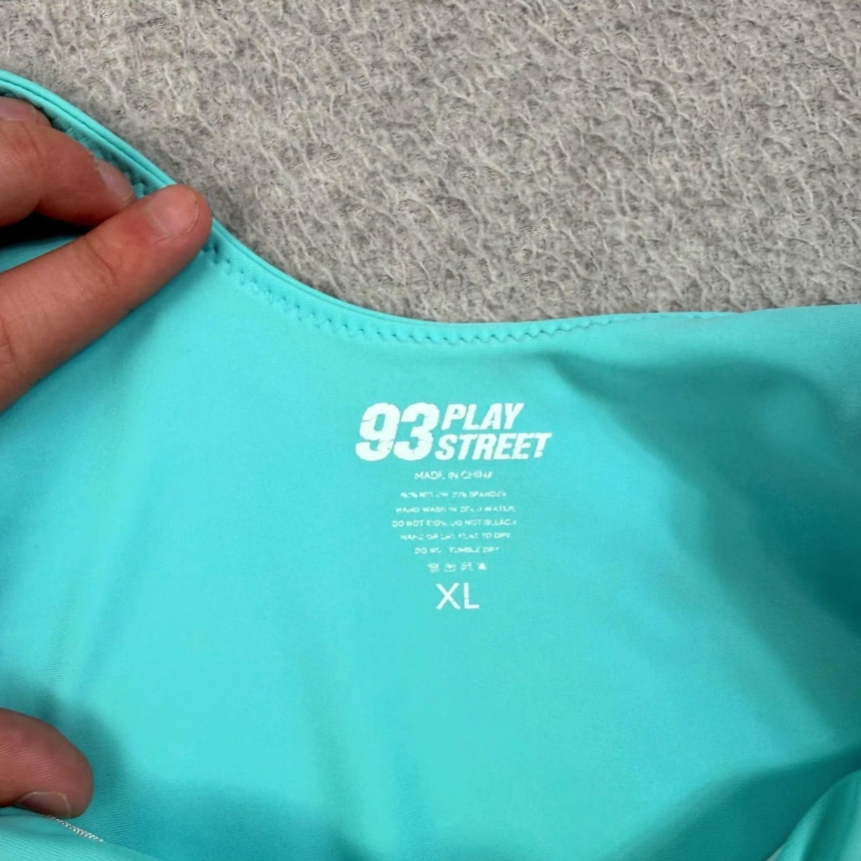 Vintage 93 Play Street One Piece XL Blue V Neck Aqua Trim Beac Tank Wide Straps Sleeveless Lined Stretch Womens Bathing Suit Size ONE SIZE - 3 Thumbnail