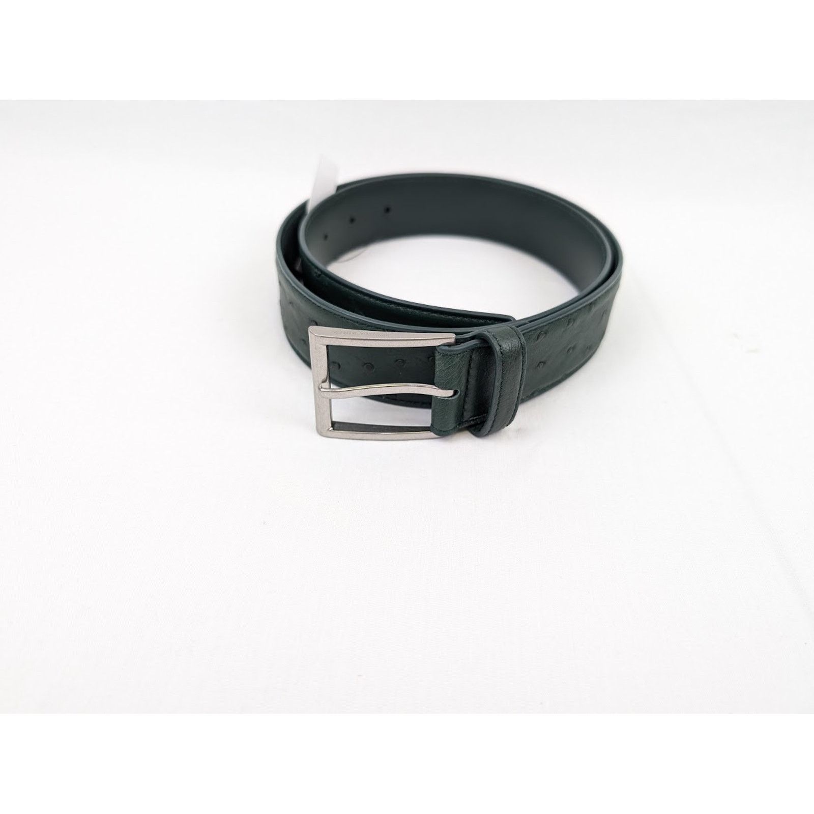 Bottega Veneta o1rshd1 Size: 90 / Struzzo Light Calf Belt in Pine Green Size 34 - 1 Thumbnail