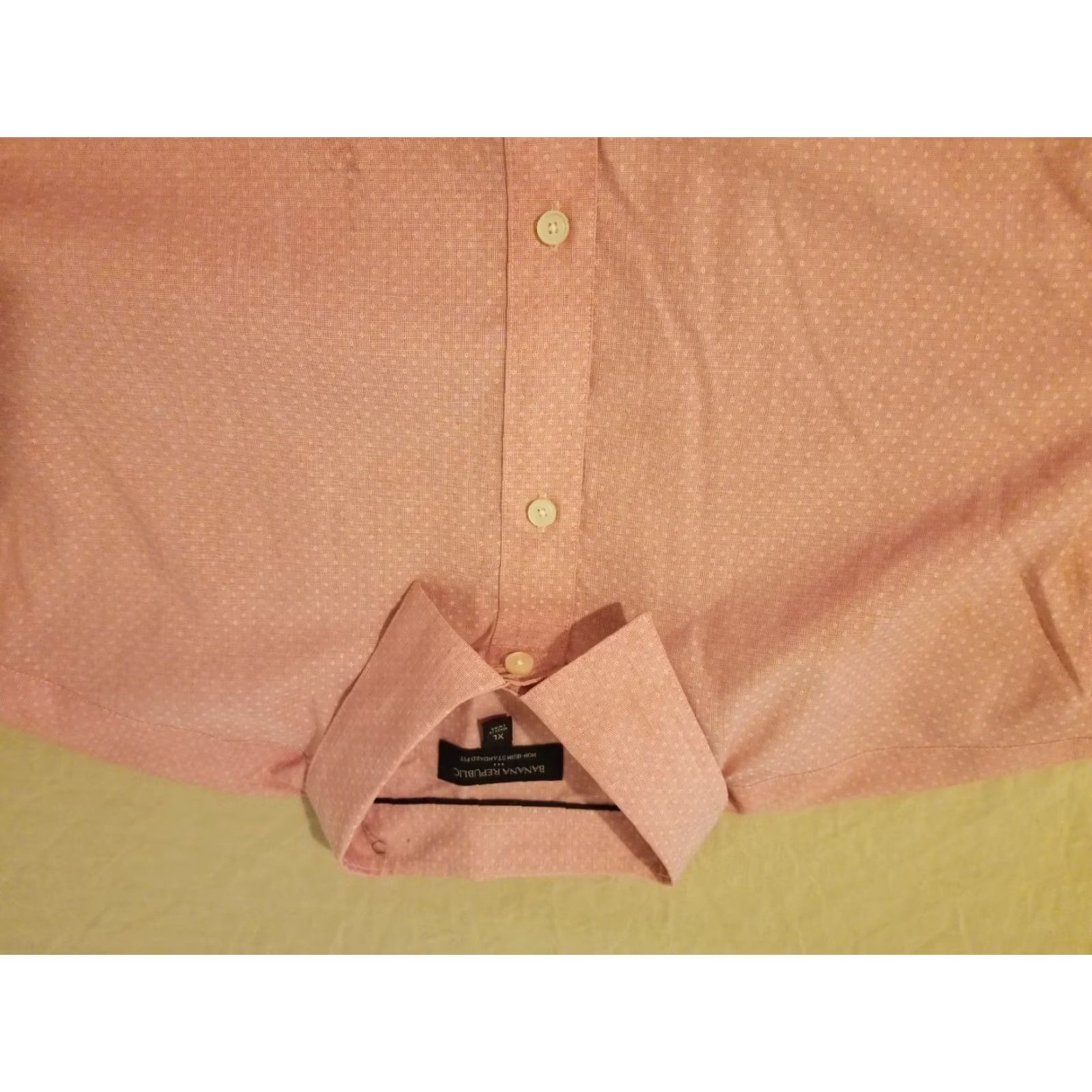 Banana Republic VINTAGE? Men Banana Republic Dress Shirt XL Pink Button Cotton Size 46R - 2 Thumbnail
