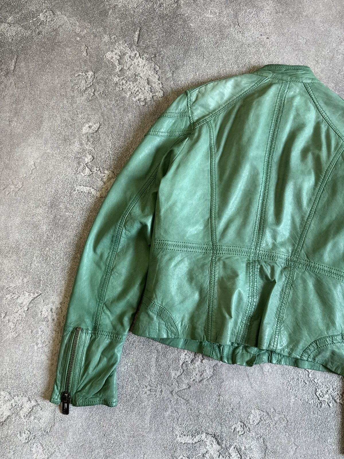 Leather 90s Retro S/size leather biker zip jacket Avantgarde Y2K Size S / US 4 / IT 40 - 14 Thumbnail