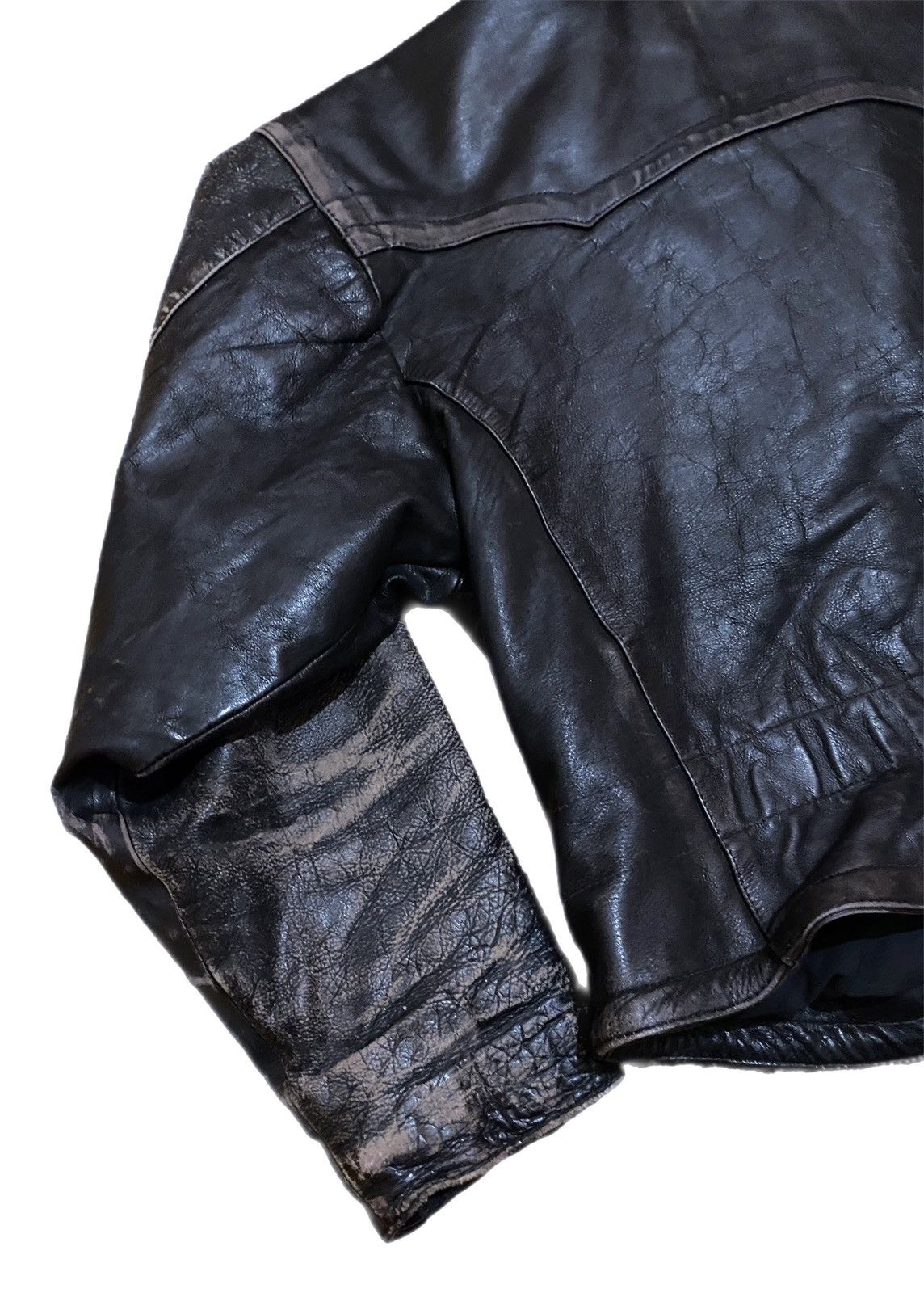 Vintage Retro style 50s Motorcycle Distressed Leather Biker Jacket Size US XL / EU 56 / 4 - 8 Thumbnail