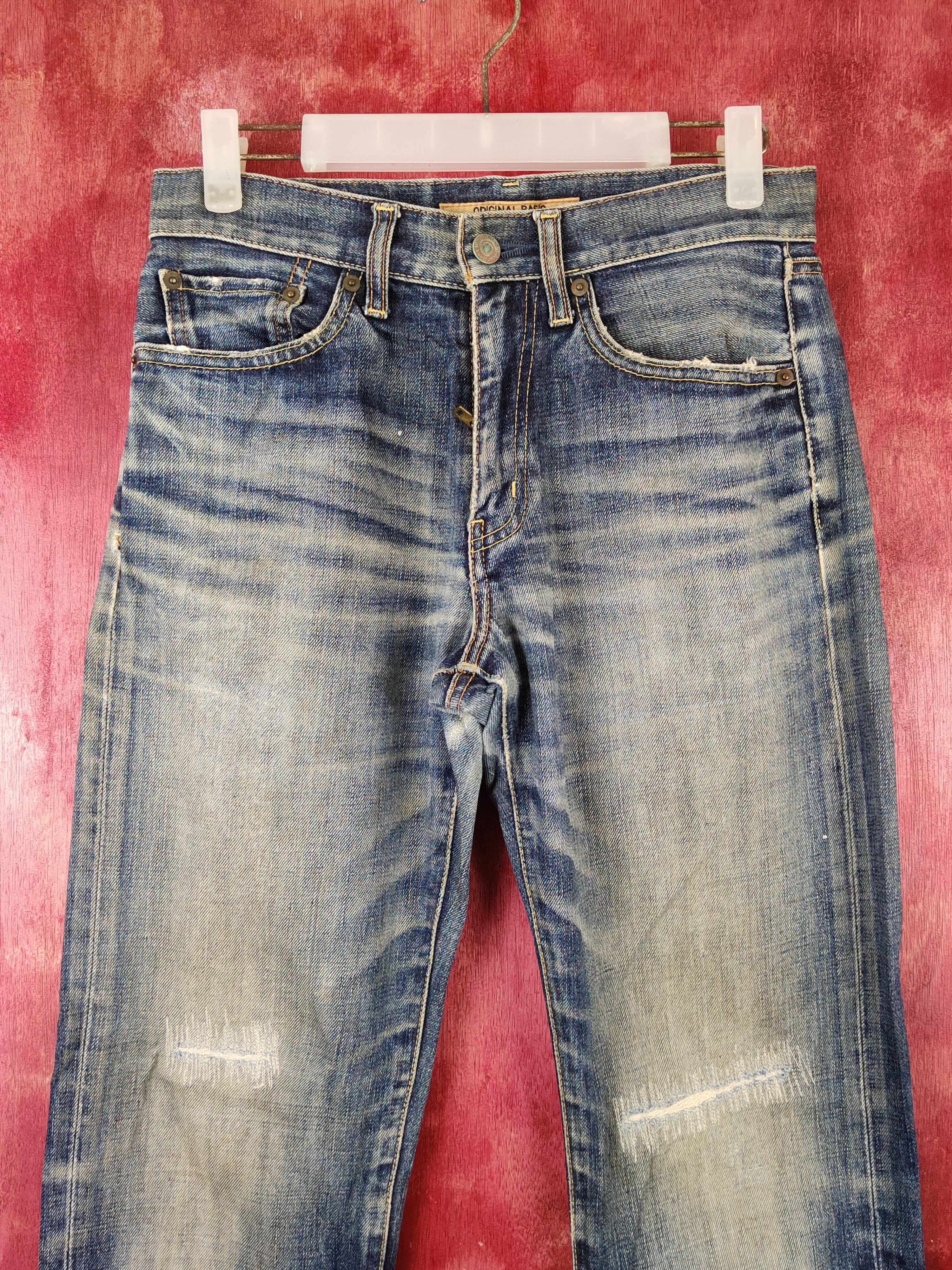 Japanese Brand Uniqlo Dark Blue Distressed Ripped Jeans #S1805 Size US 28 / EU 44 - 2 Thumbnail