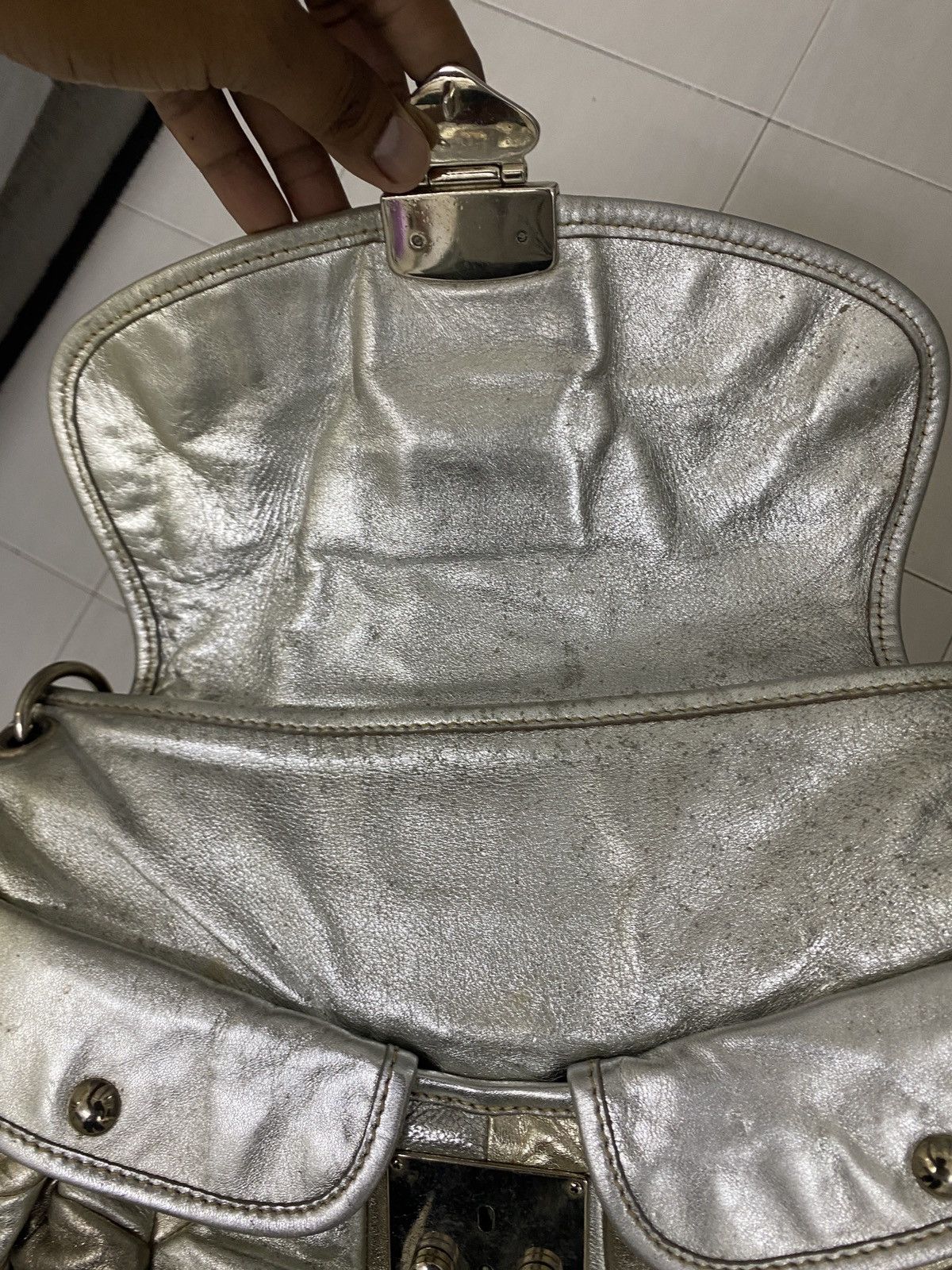 Designer × Miu Miu Miu Miu Coffer Patchwork Metallic Silver & Gold leather Size ONE SIZE - 10 Thumbnail