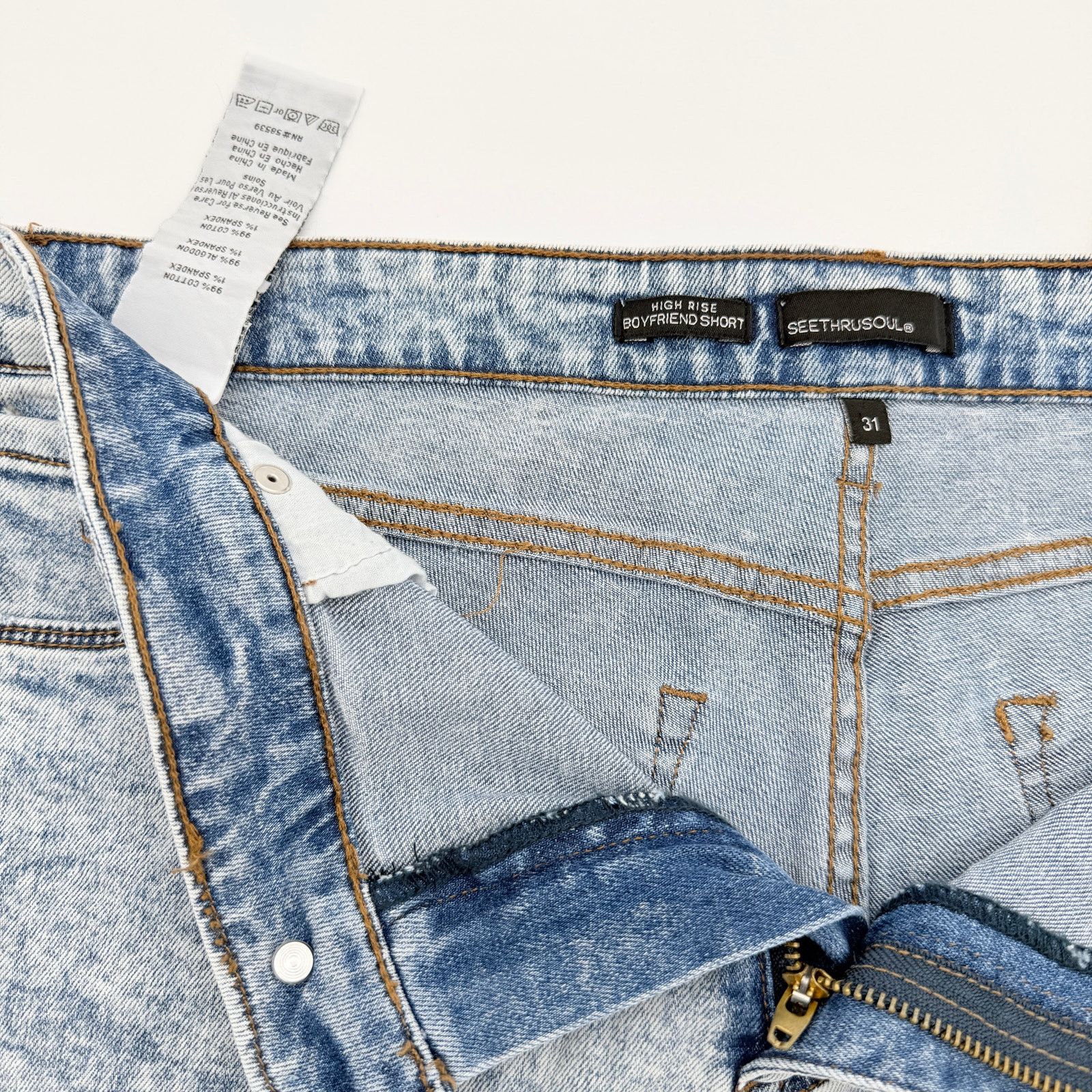 Other SeeThruSoul High Rise Boyfriend Shorts - Acid Wash Size 31" - 4 Thumbnail