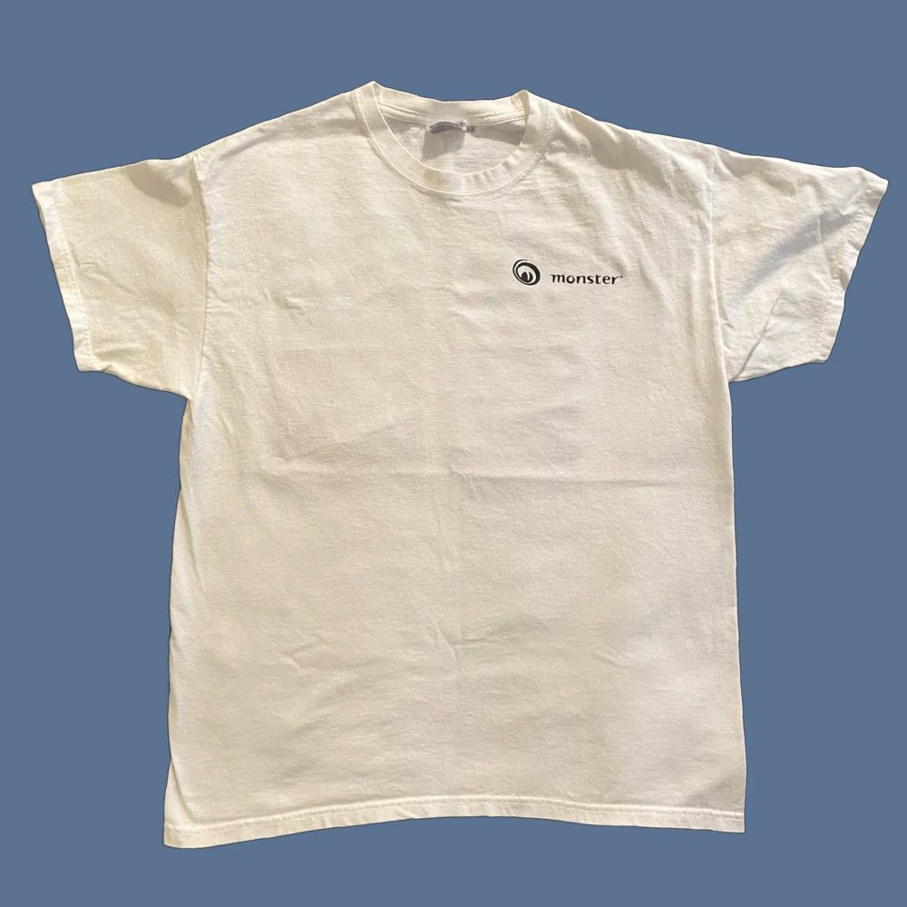 Hanes VINTAGE Hanes Heavyweight Monster.Com T Shirt White Mens Large Crew Neck Short Sleeve Cotton Graphic Print 90s Cartoon Advertising Double-Sided Size US L / EU 52-54 / 3 - 1 Thumbnail