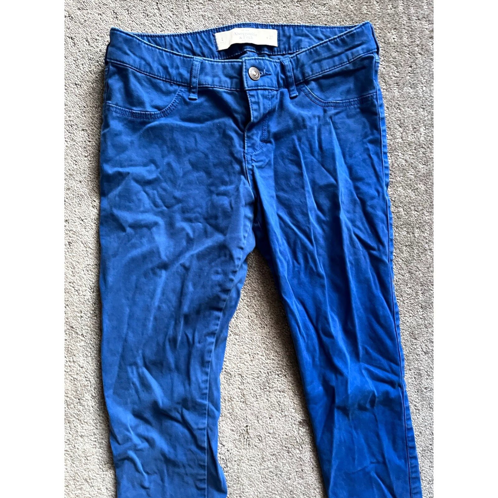 Abercrombie & Fitch Abercrombie & Fitch Simone High Rise Royal Blue Low Rise Slim Jeans Womens 27/4 Size 27" / US 4 / IT 40 - 2 Thumbnail