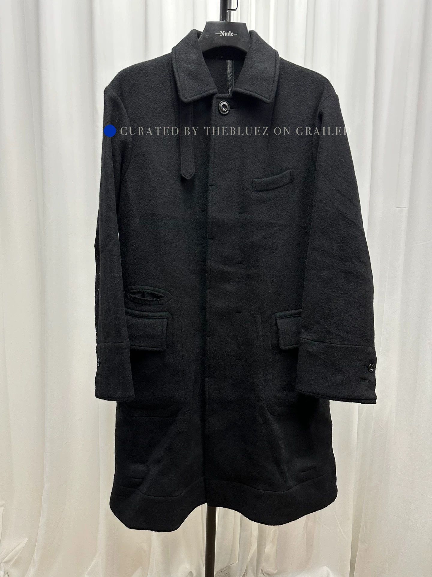 Takahiromiyashita The Soloist. Stylish Wool-Cashmere Coat with Sheepskin Trim Size US S / EU 44-46 / 1 - 1 Thumbnail